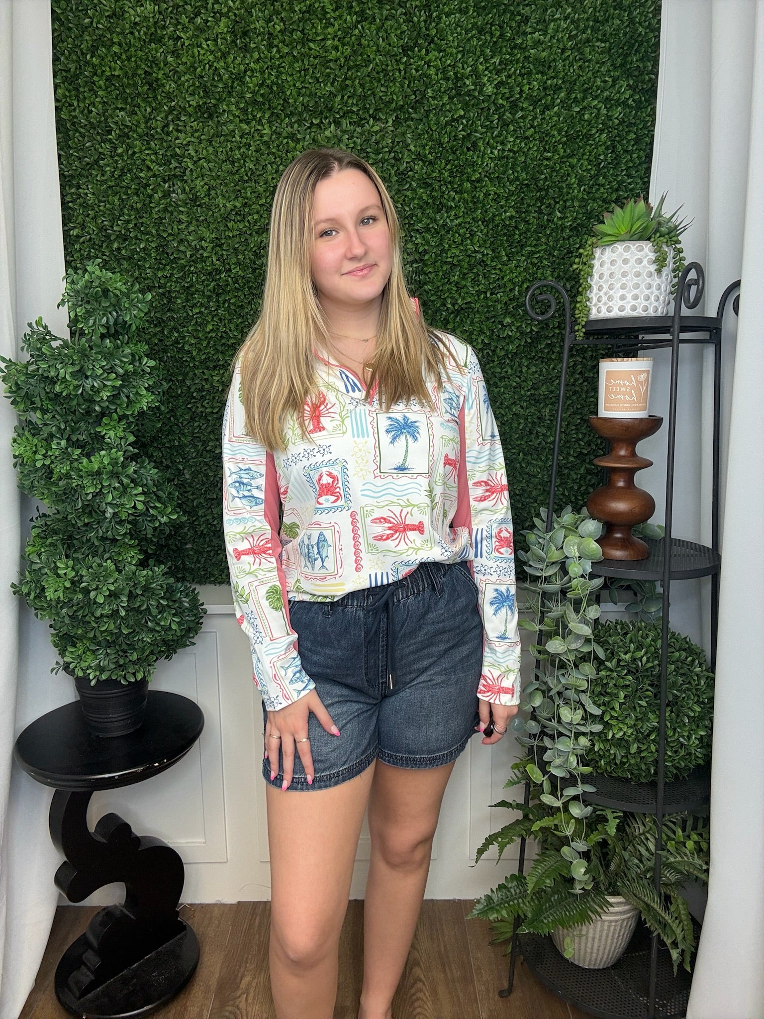 UPF ZIP PULLOVER TOP - SEA PATCH