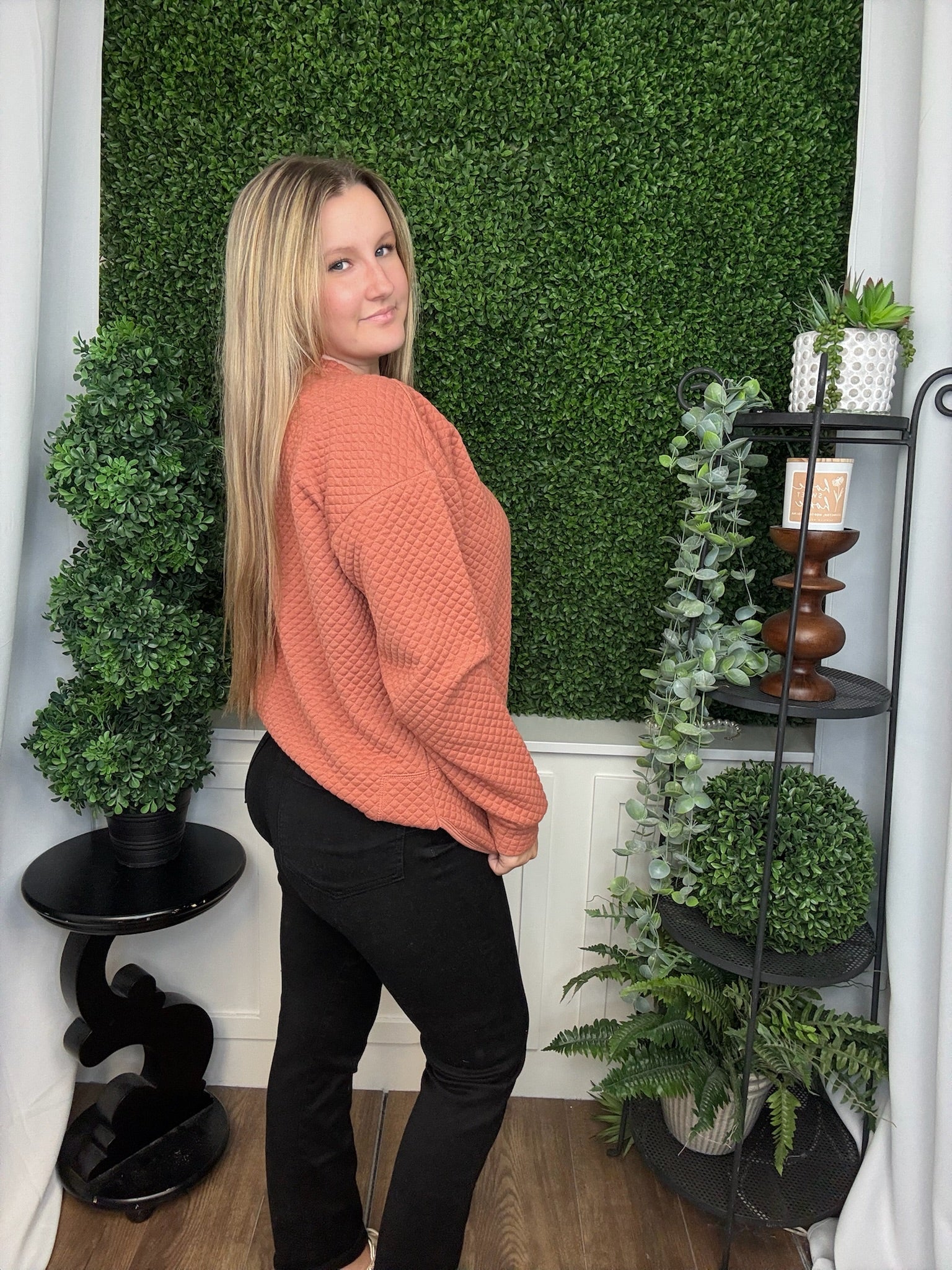 KERRY QUILT LS TOP - COPPER