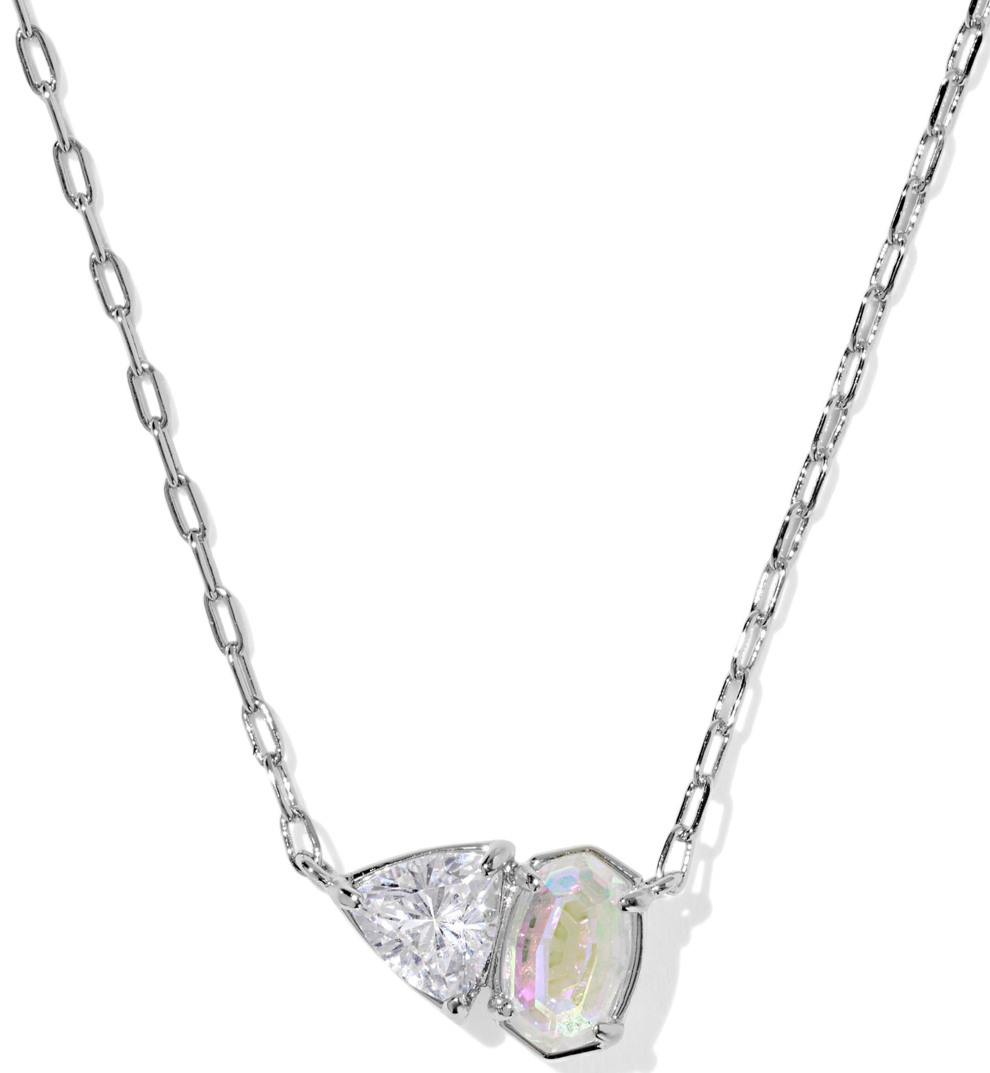 TATUM SHORT PENDANT NECKLACE SILVER WHITE CZ MIX