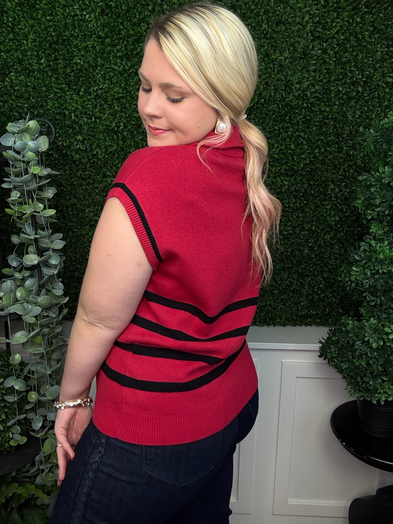 CELIA SWEATER RED/BLACK