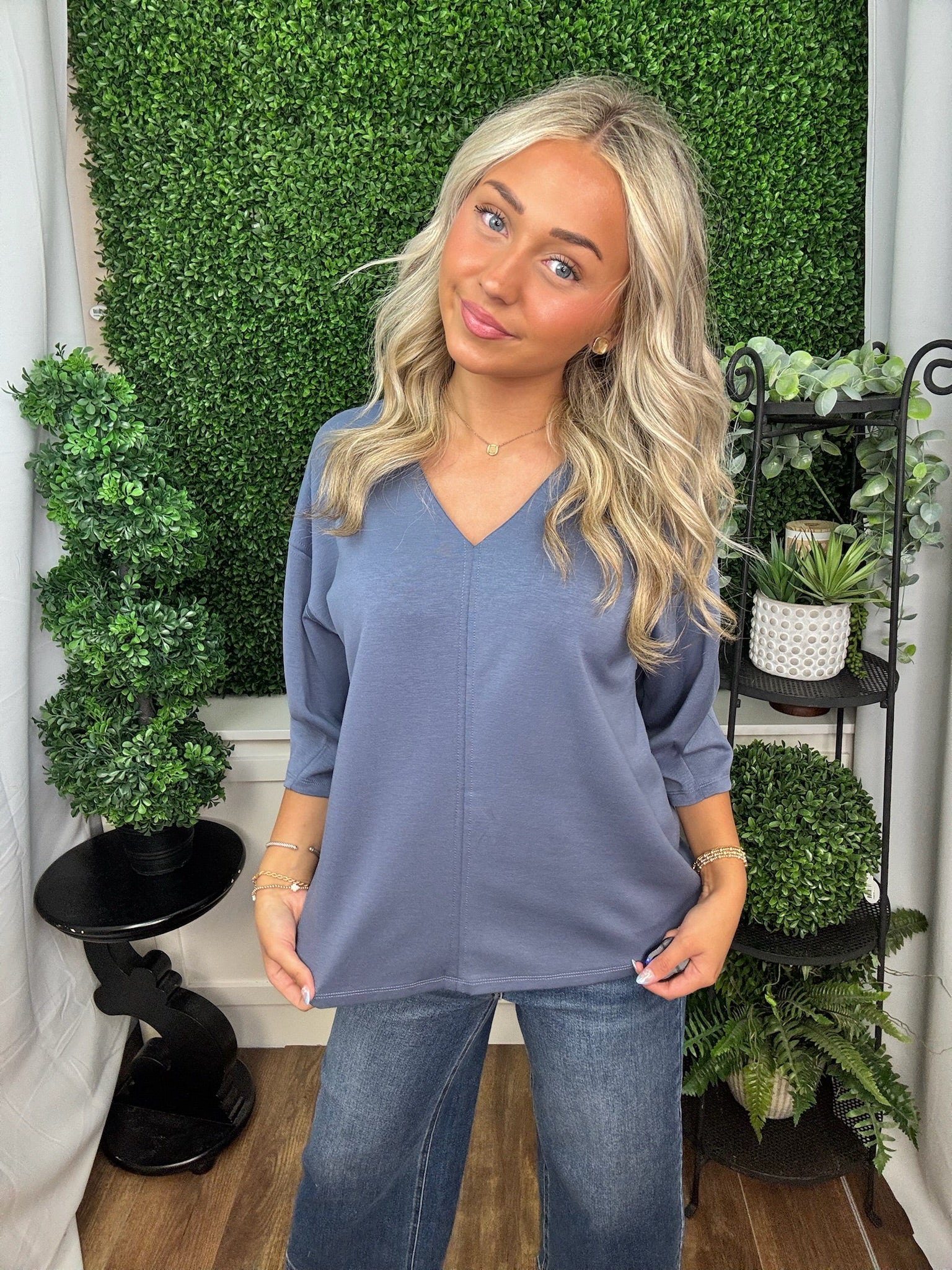 Minimalist V-Neck Relaxed Fit Blouse