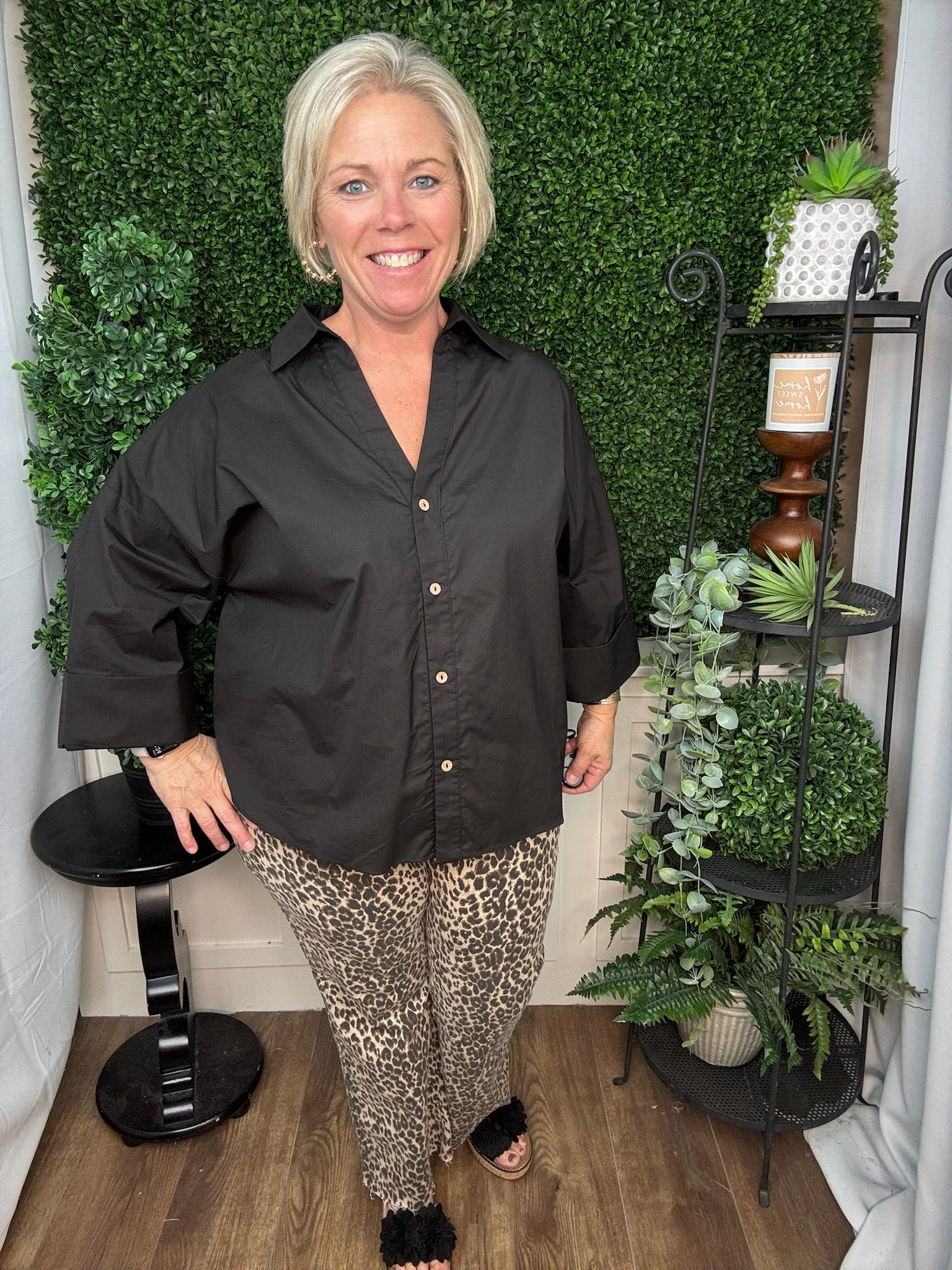 Classic V-Neck Relaxed Blouse