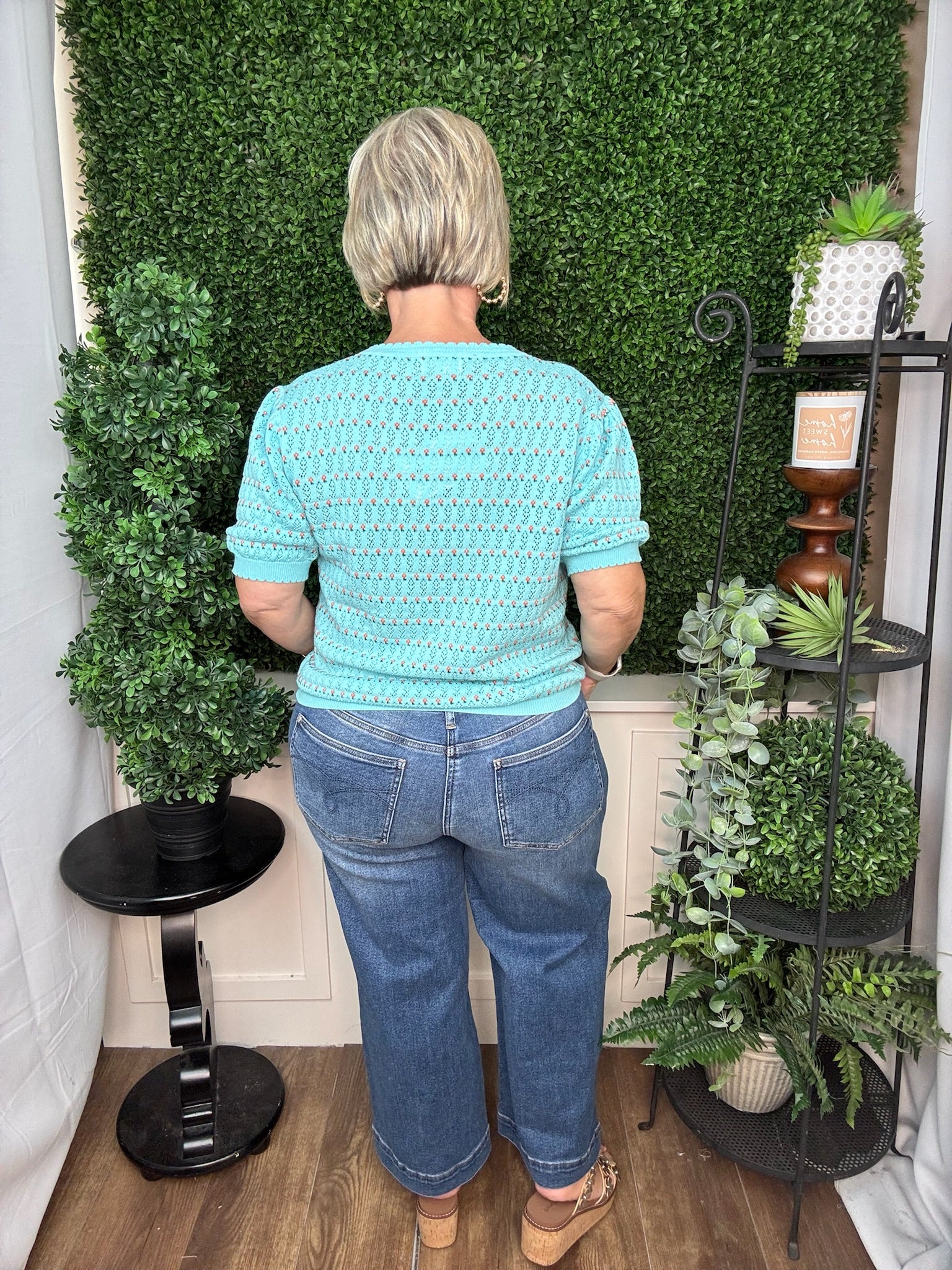 Floral Pointelle Knit Cardigan