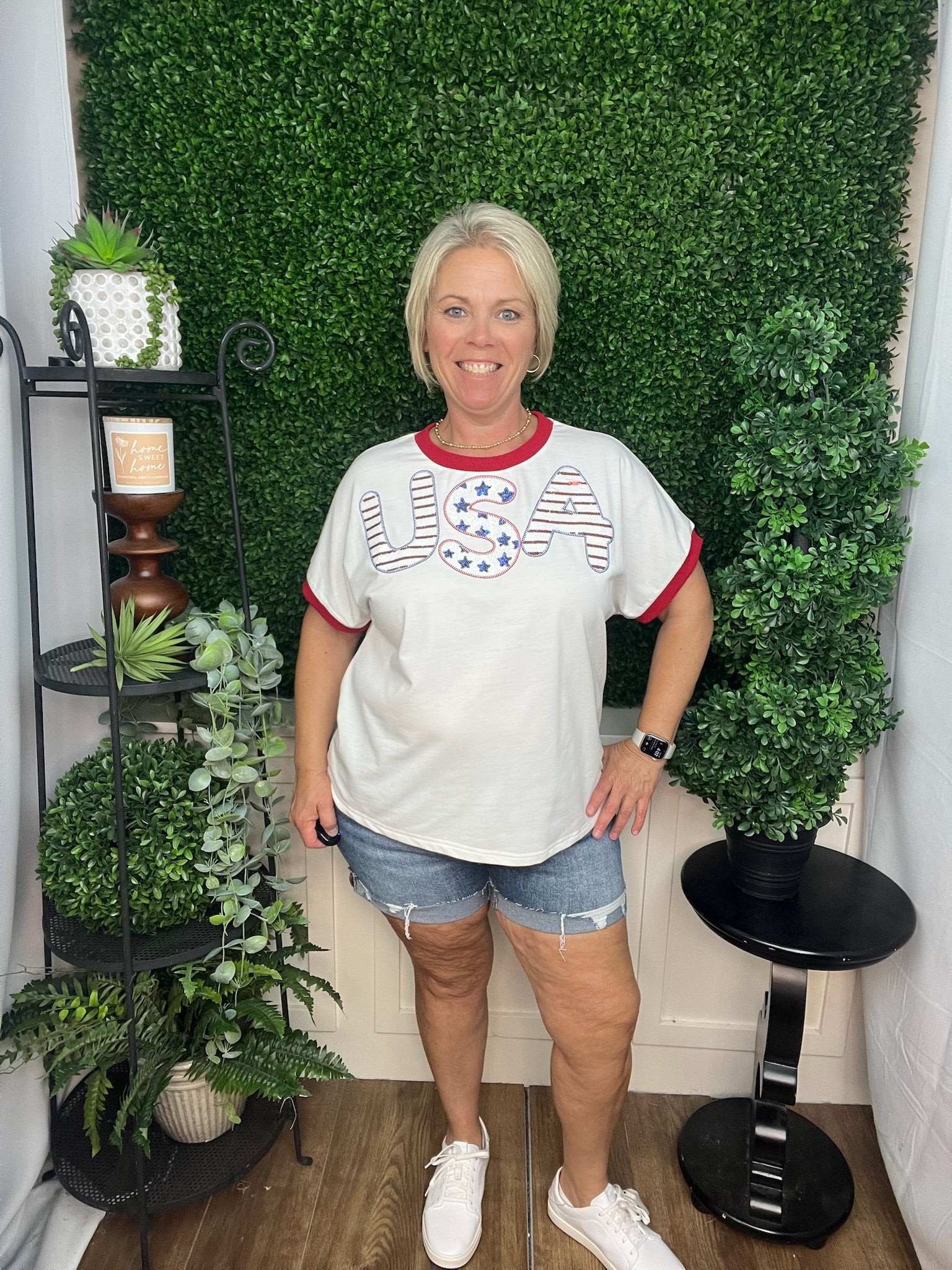 SEQUIN USA WHITE TOP