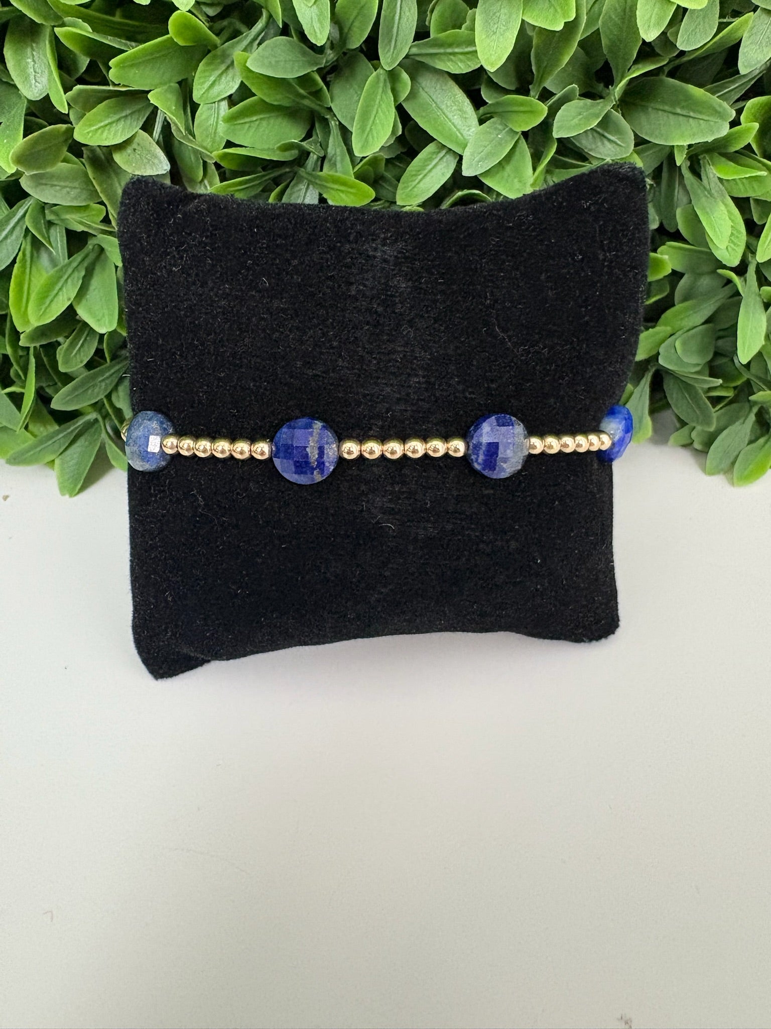 EXT ADMIRE GOLD 3MM BEAD BRAC - LAPIS