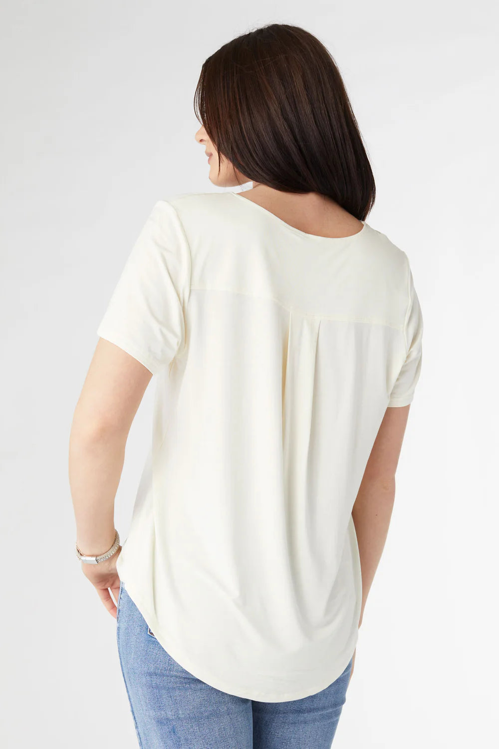 ERIN PLEAT BACK TEE - PEARL