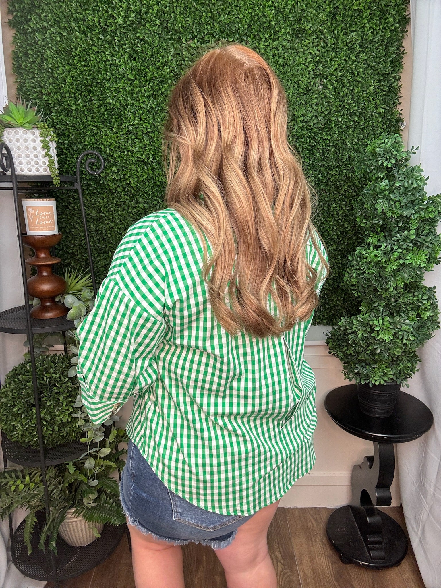 Gingham Relaxed Button Blouse