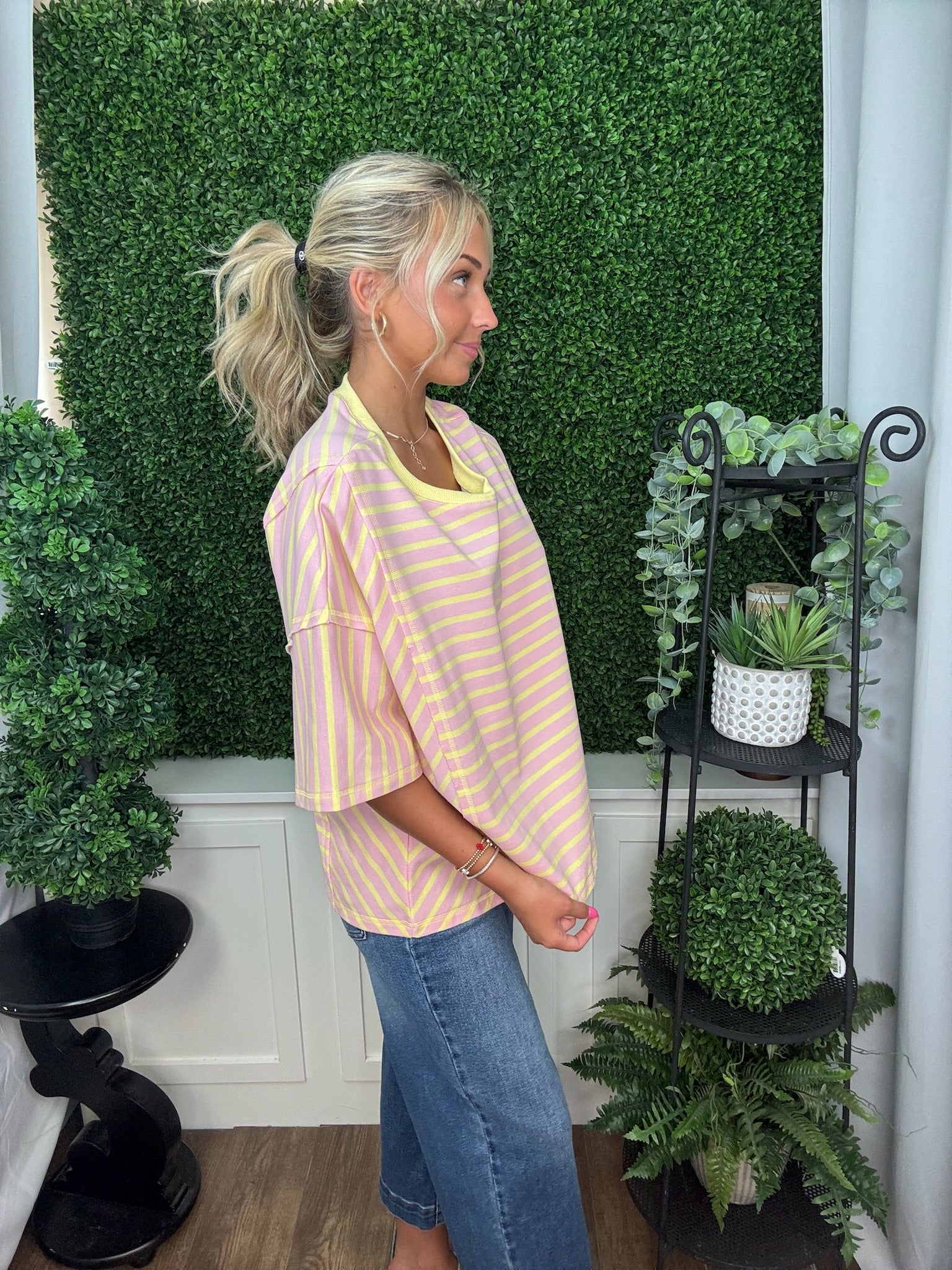 Candy Stripe Relaxed Crop Top