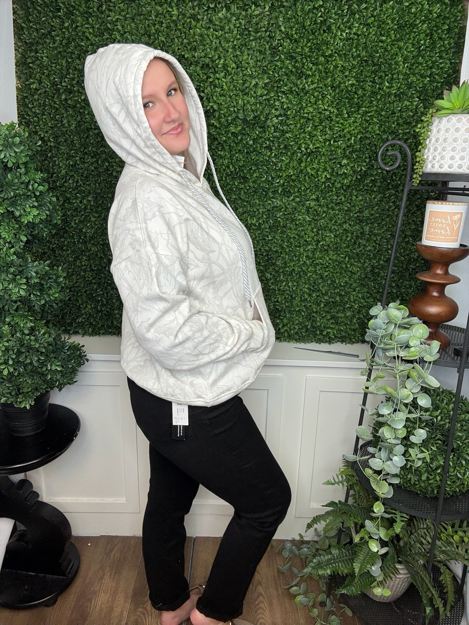 WOODLAND CAMO LS HOODED BLOUSANT OVERSIZED FLEECE - ICE WOODLAND