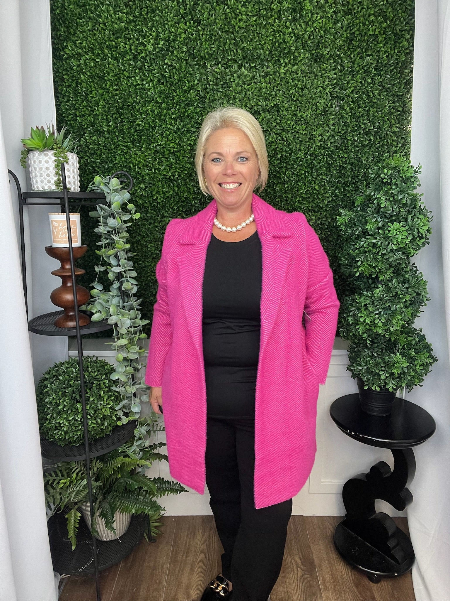 LONG SLEEVE OPEN FRONT SWEATER COAT DP RASPBERRY PINK