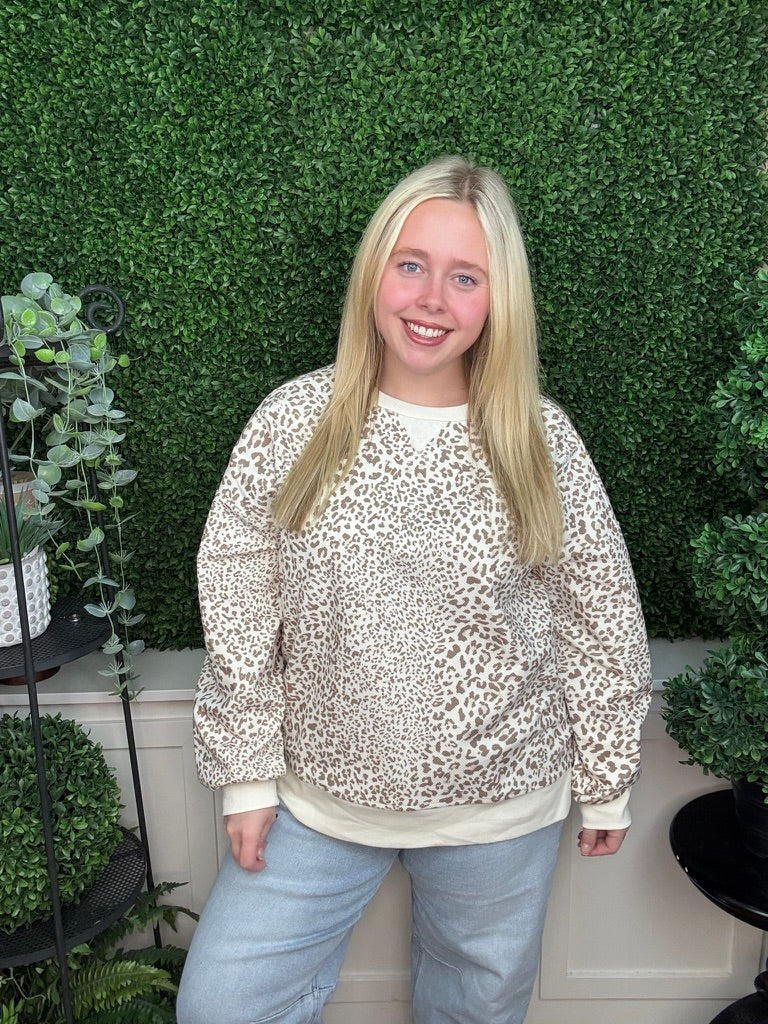 FASHION PULLOVER - BLUSH LEOPARD/ MOCHA LEOPARD
