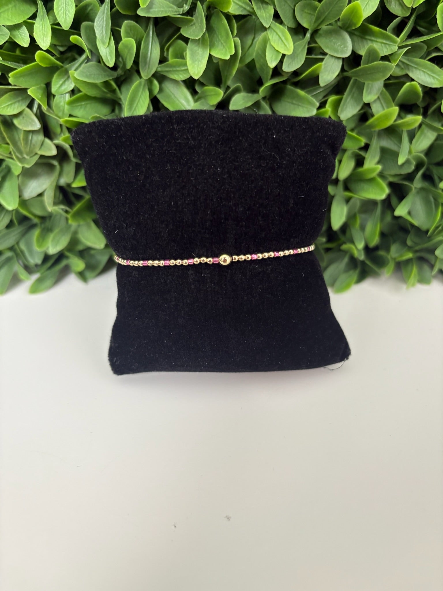 HOPE SINCERITY PATTERN 2MM BEAD BRACELET - PINK METALLIC