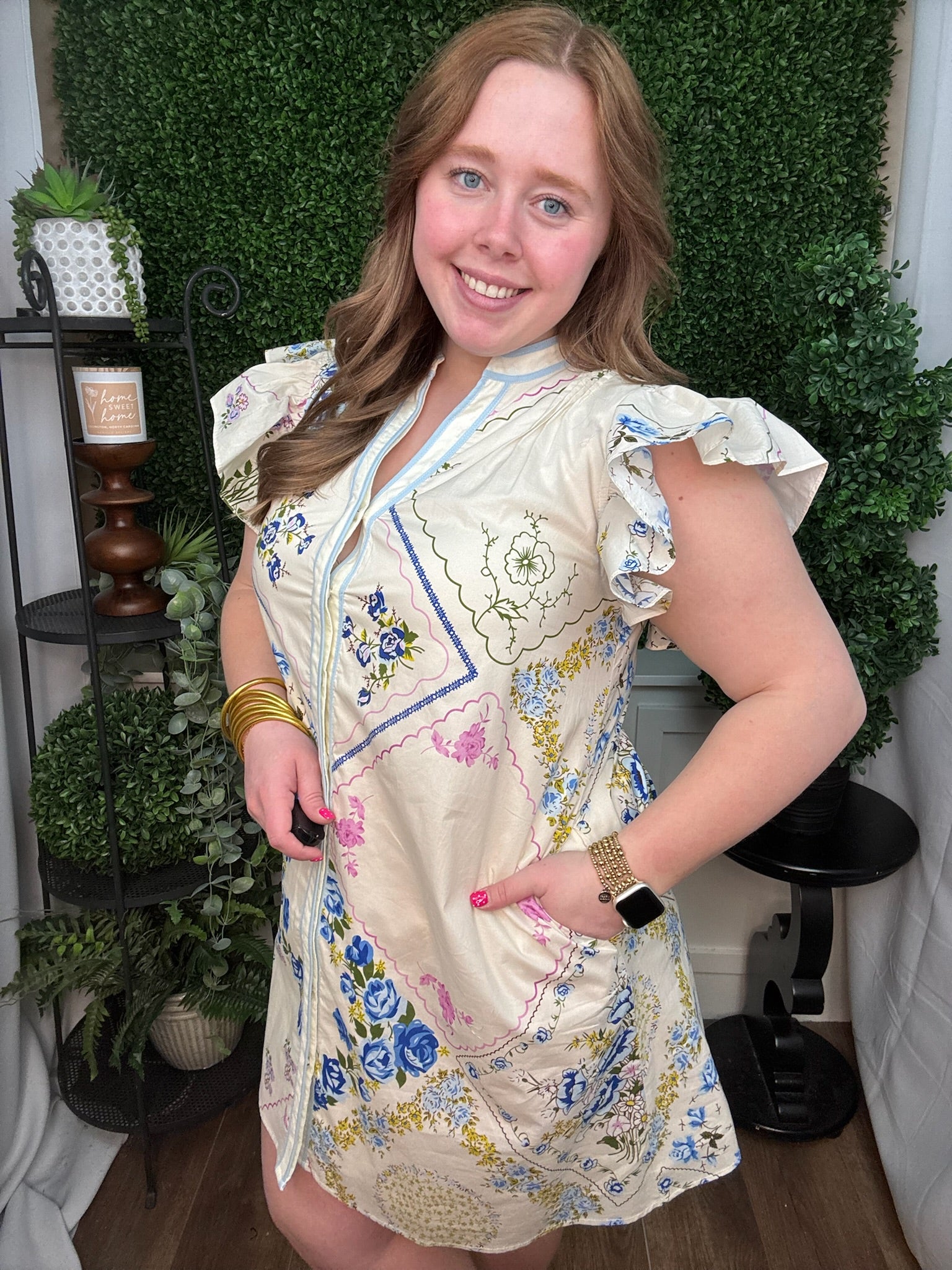 Blue Garden Patchwork Tunic Dress