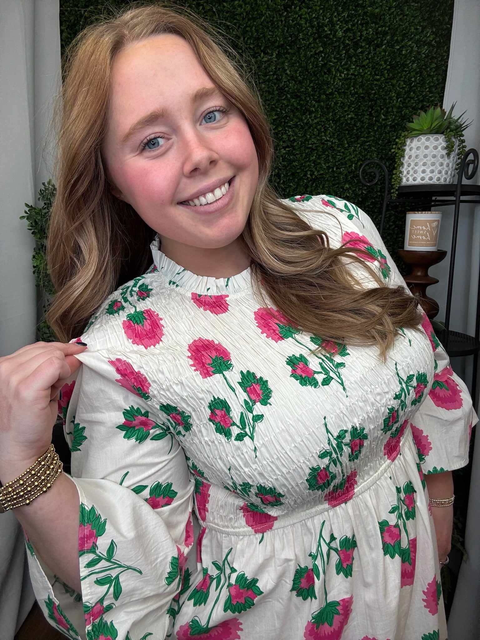 ELLIE SMOCKED DRESS - WHITE