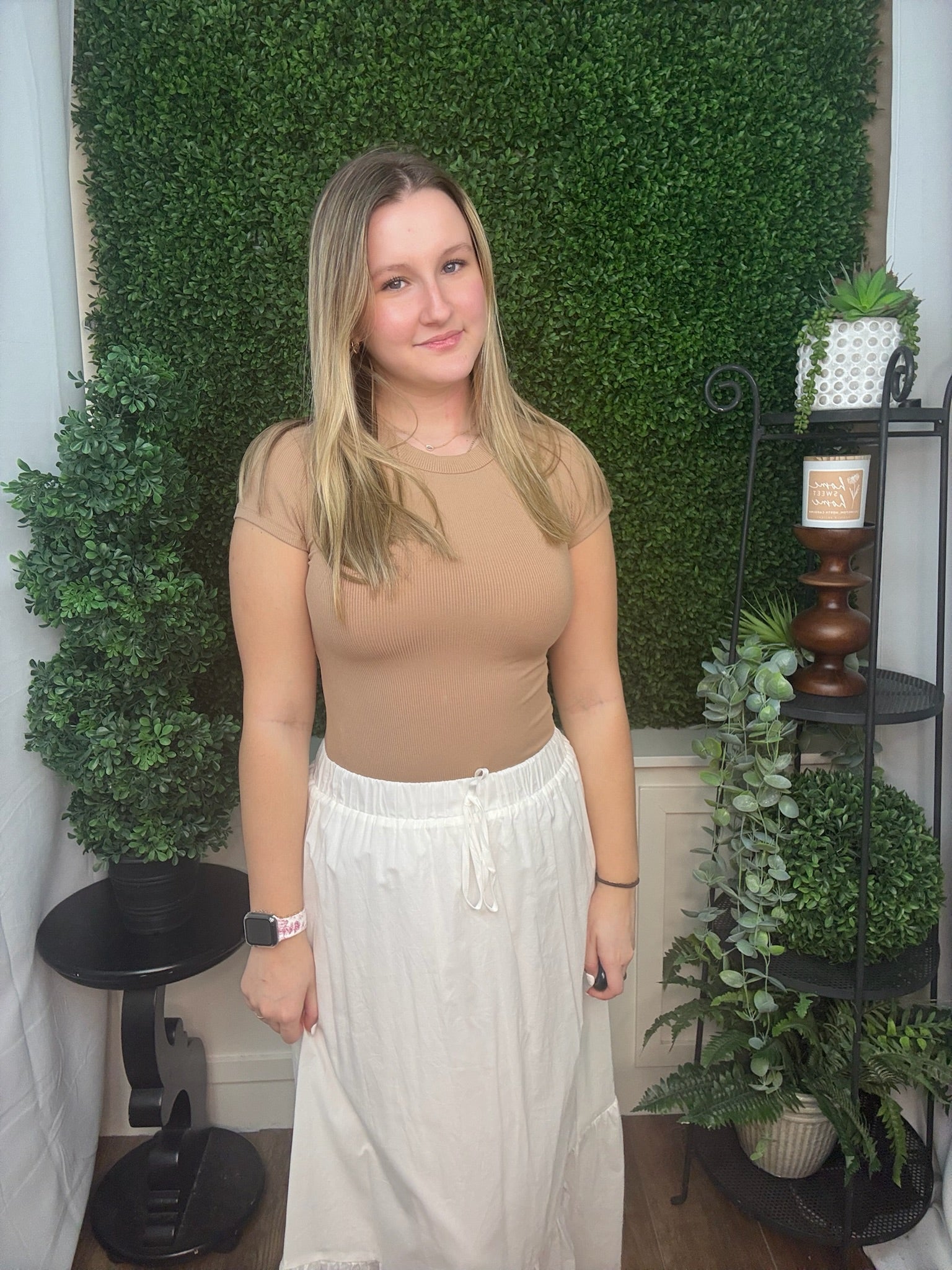 Ribbed Mock Neck Short Sleeve Top