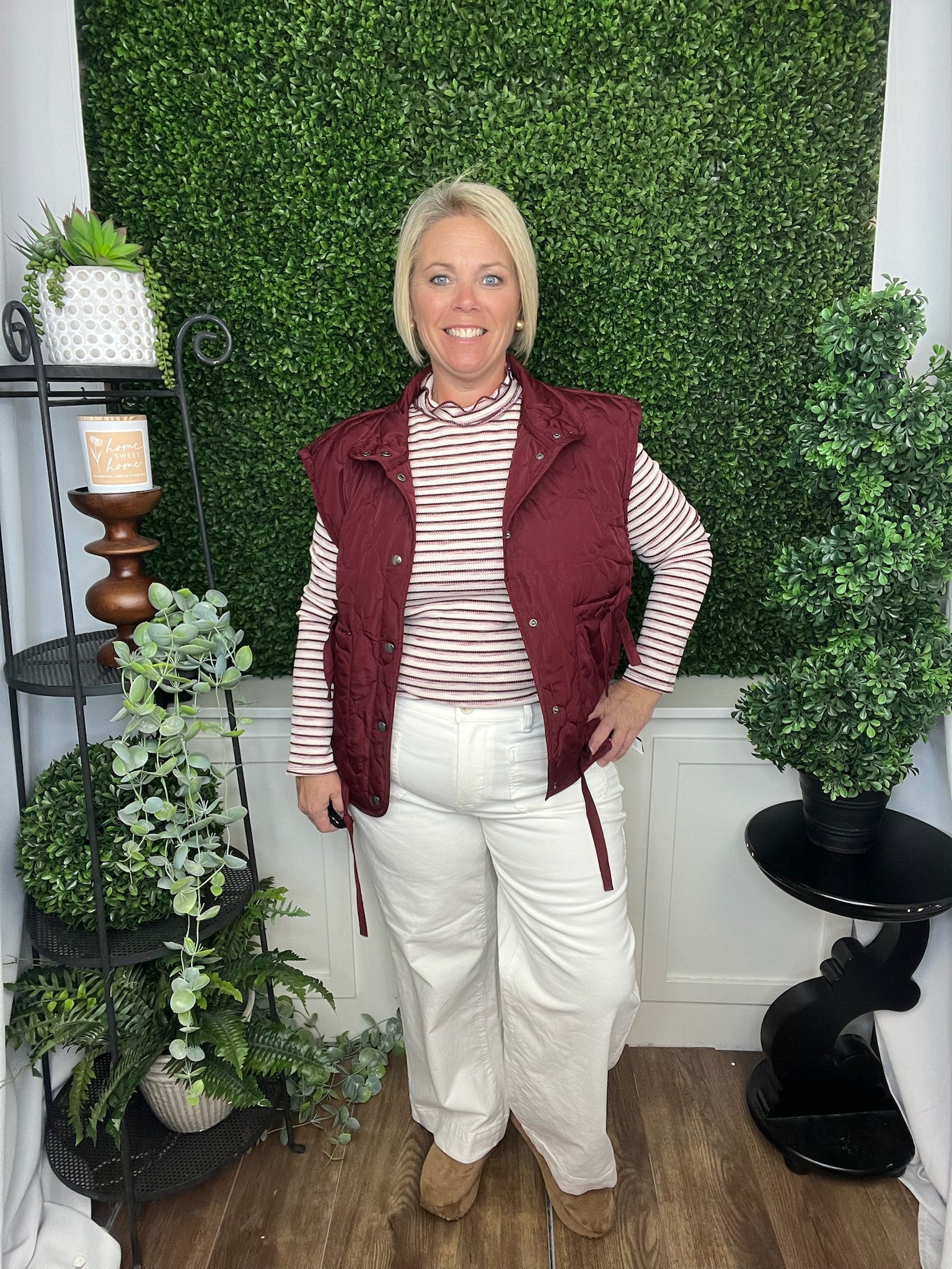 LETTUCE EDGED MOCK NECK LS KNIT TOP