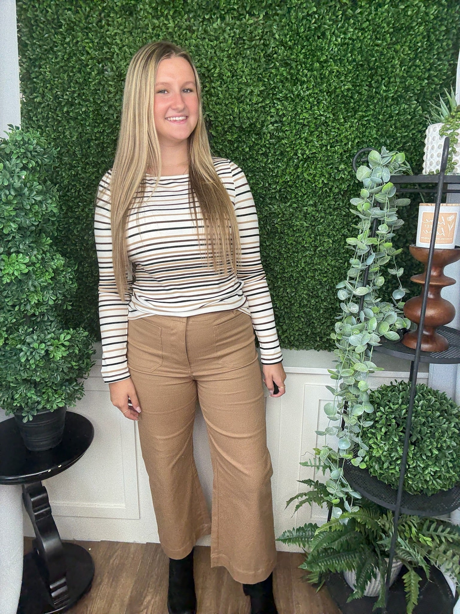 LONG SLEEVE BOAT NECK KNIT TOP ALABASTER MULTI STRIPE