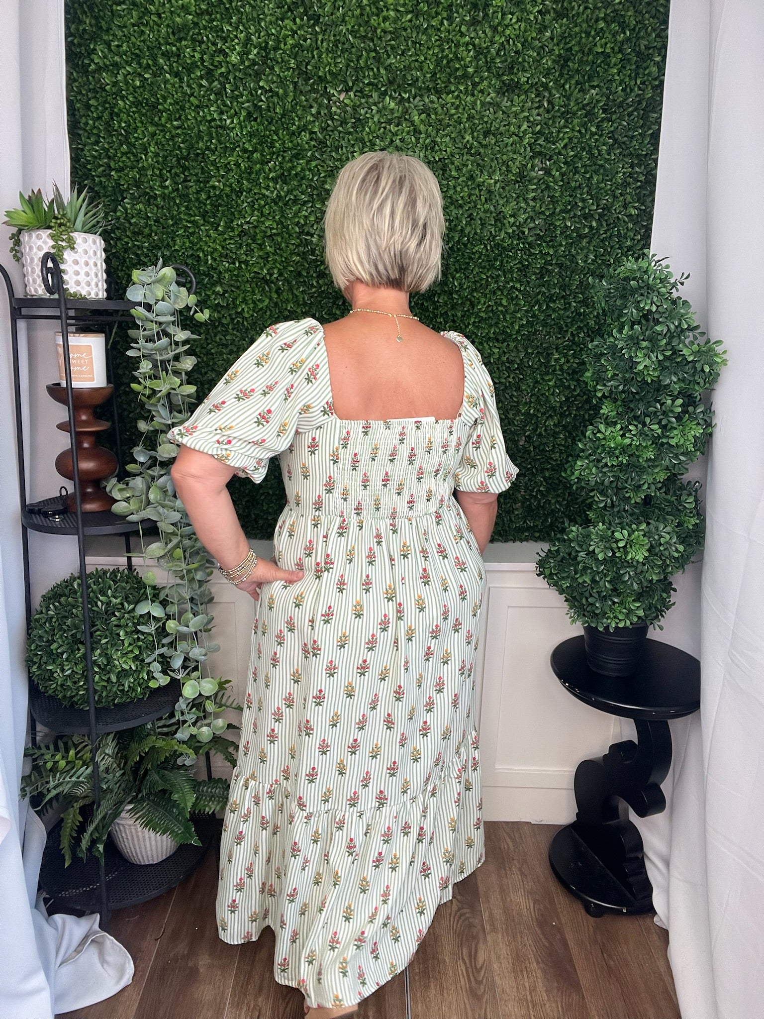 DRESS ALEXI COTTAGE STRIPES GREEN