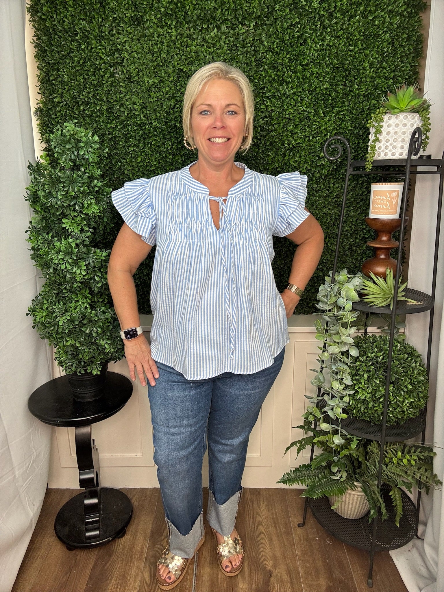 Seaside Stripe Flutter Blouse