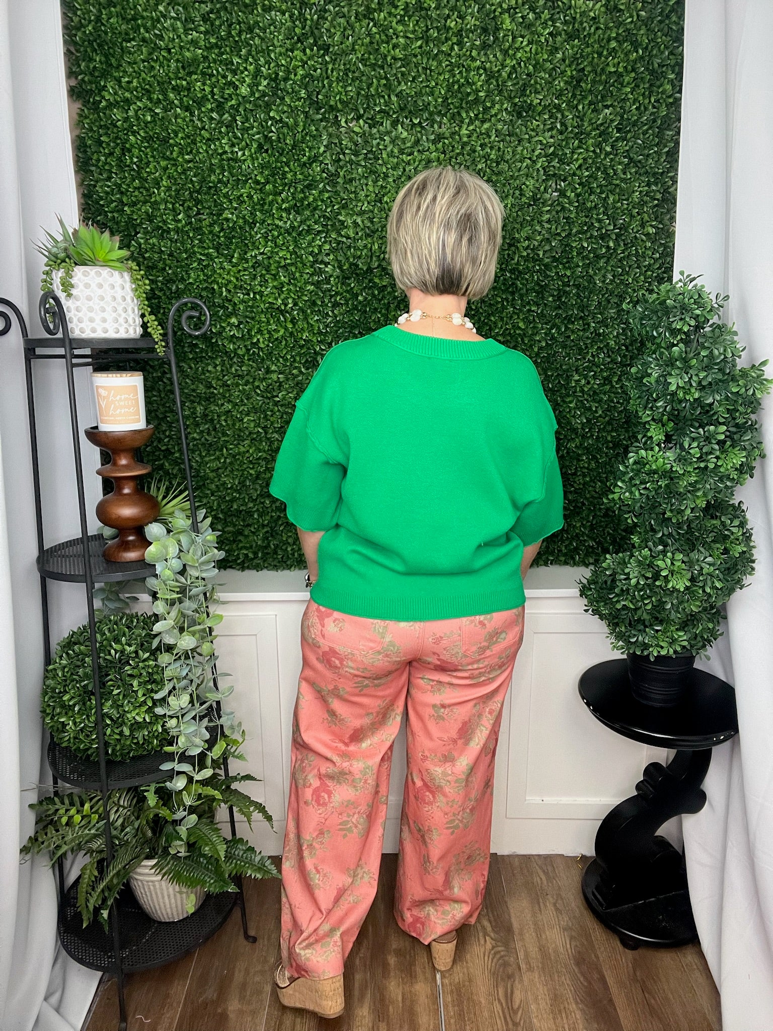 WIDE LEG CAPRI PANT FLORAL PINK