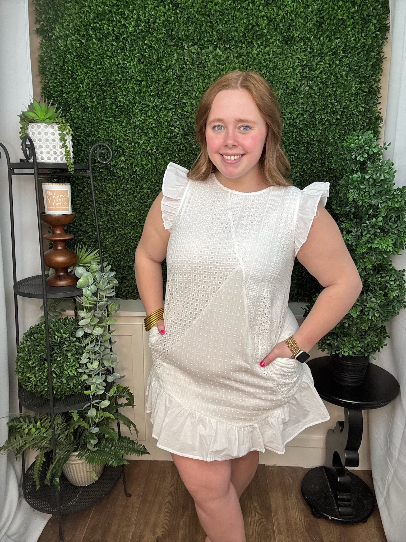 Textured Flutter Sleeve Dress