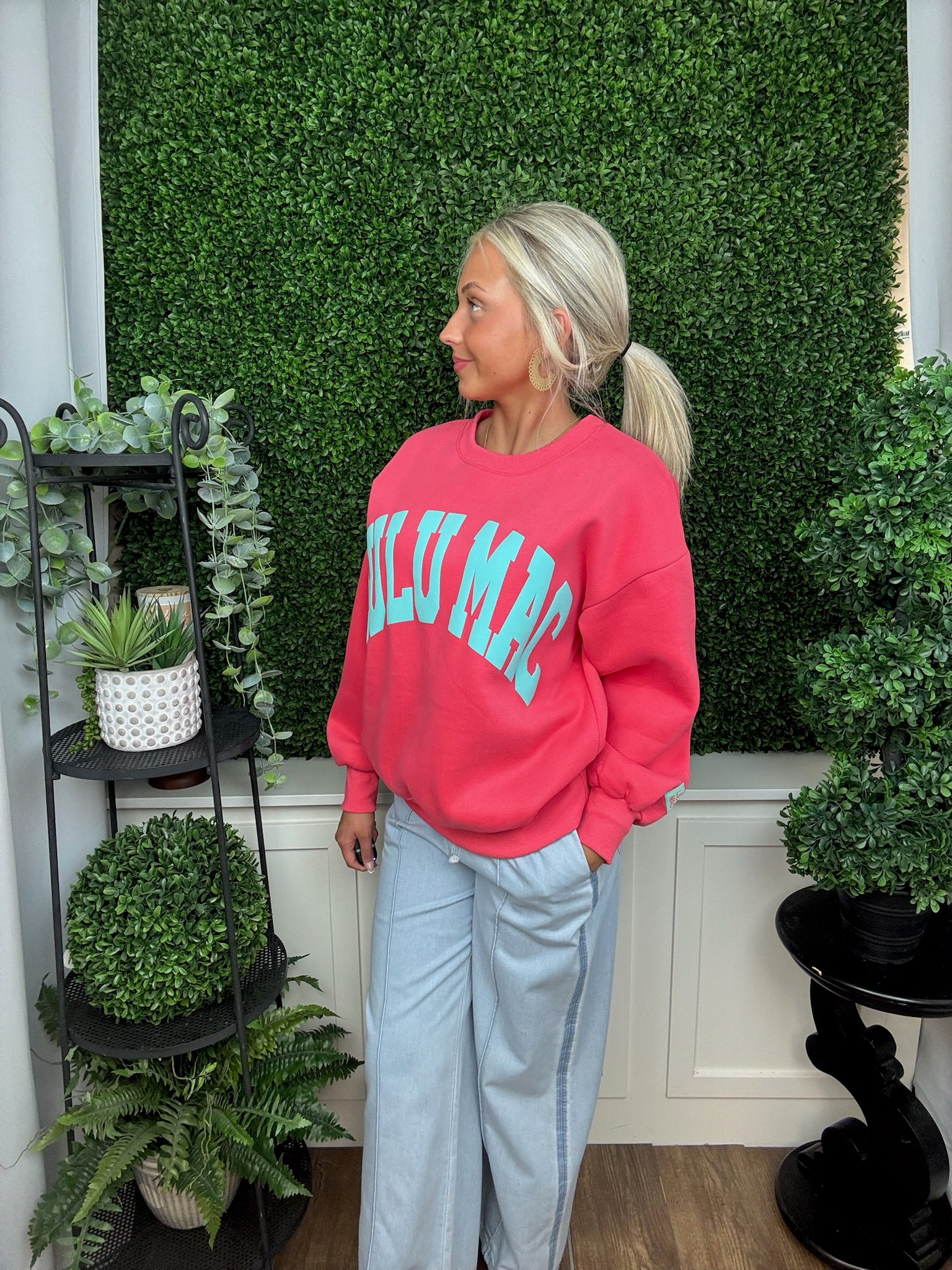 LULU MAC SWEATSHIRT - CORAL/MINT