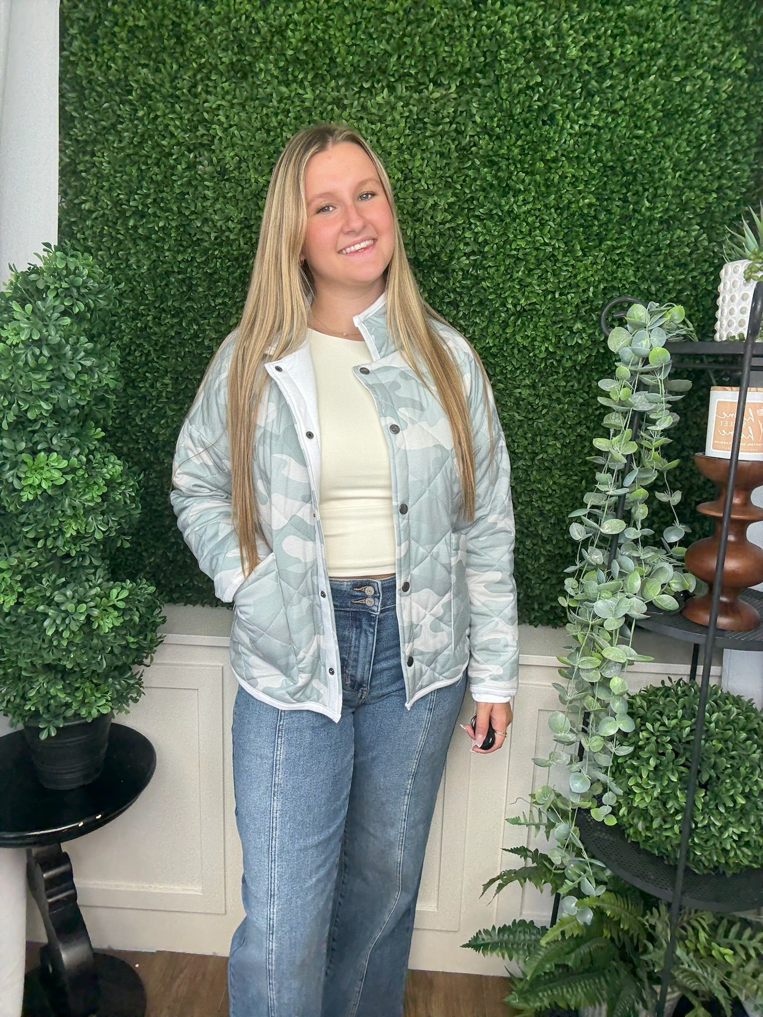 QUILTED JACKET - MUTED GREEN CAMO