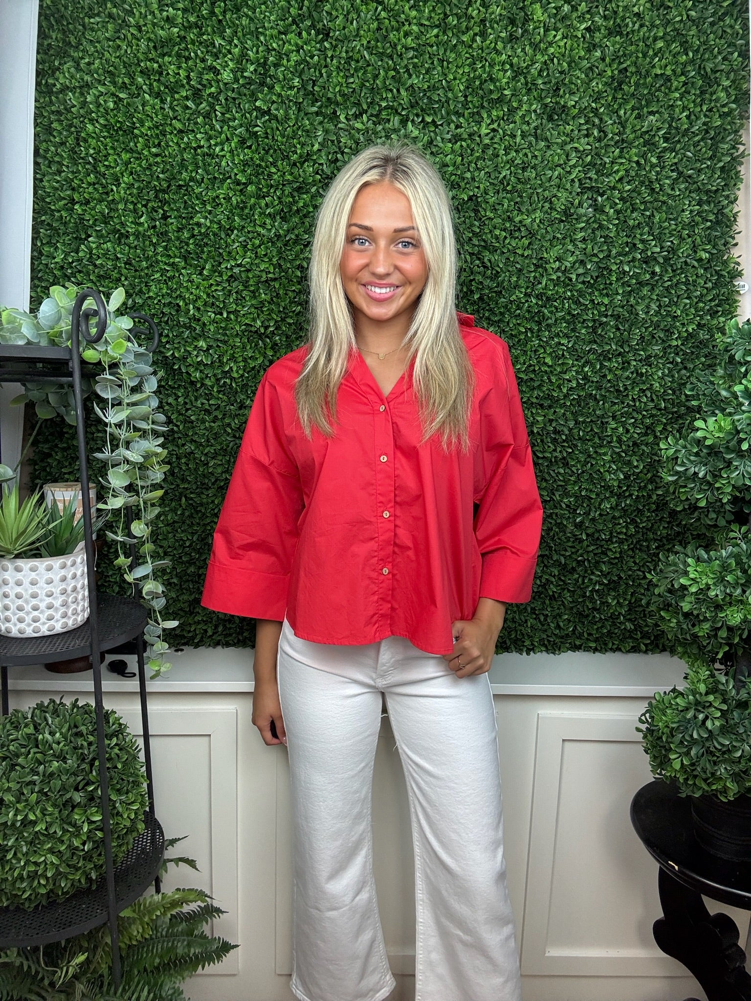 Classic V-Neck Relaxed Blouse
