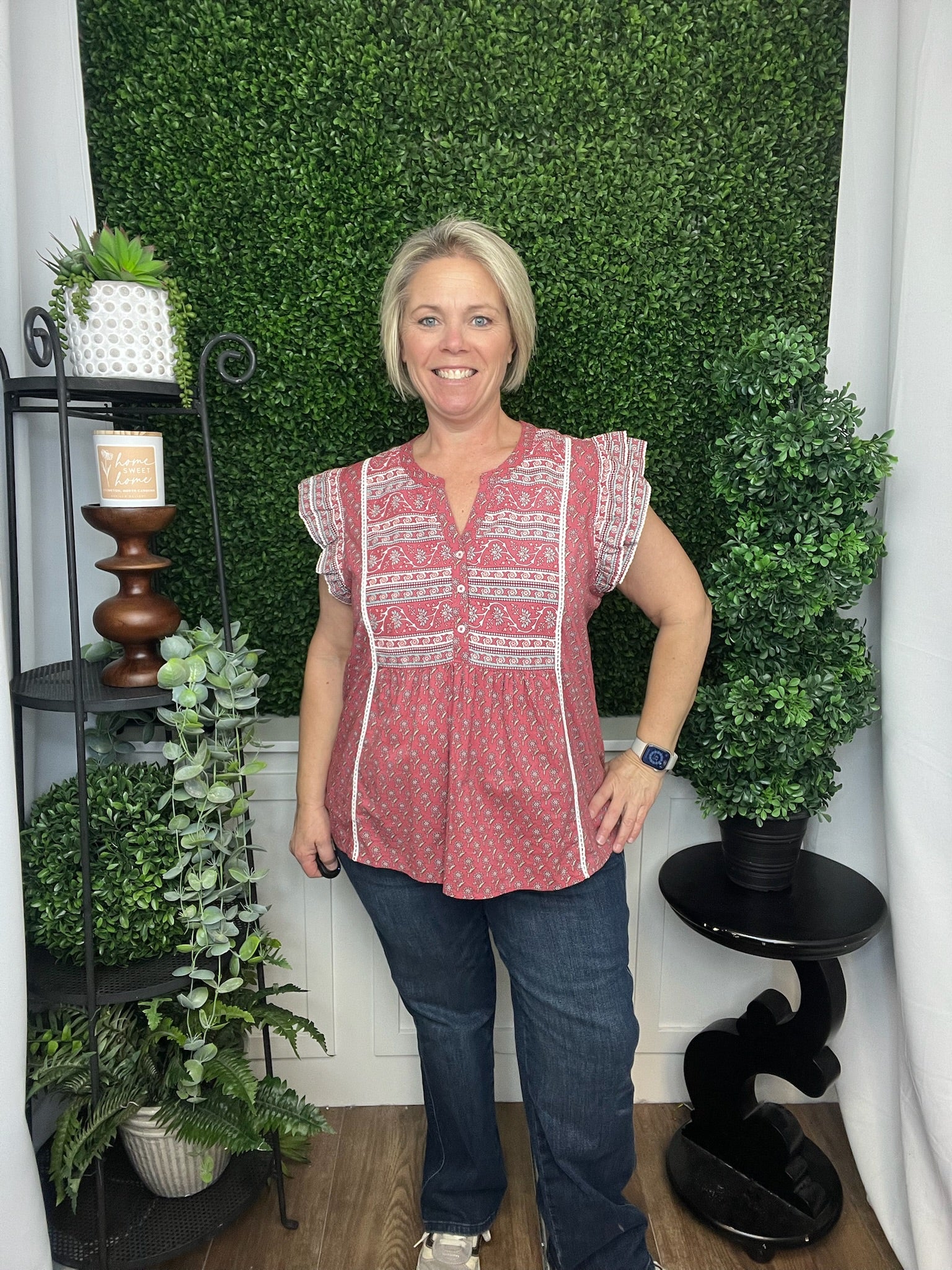 MARINA FLUTTER TOP - RED