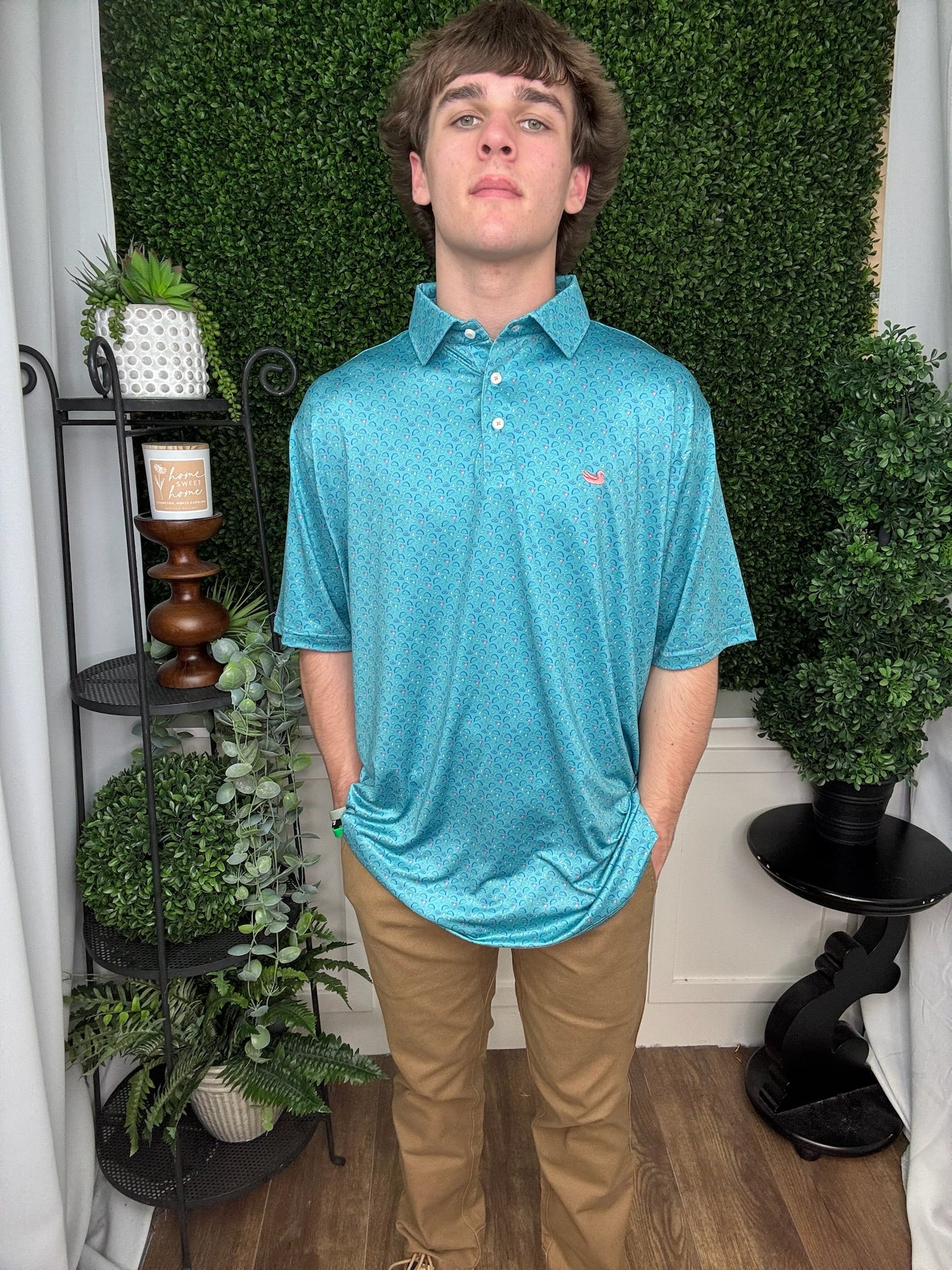 FLYLINE PERFORMANCE POLO - OLE TUESDAY - TEAL & NAVY