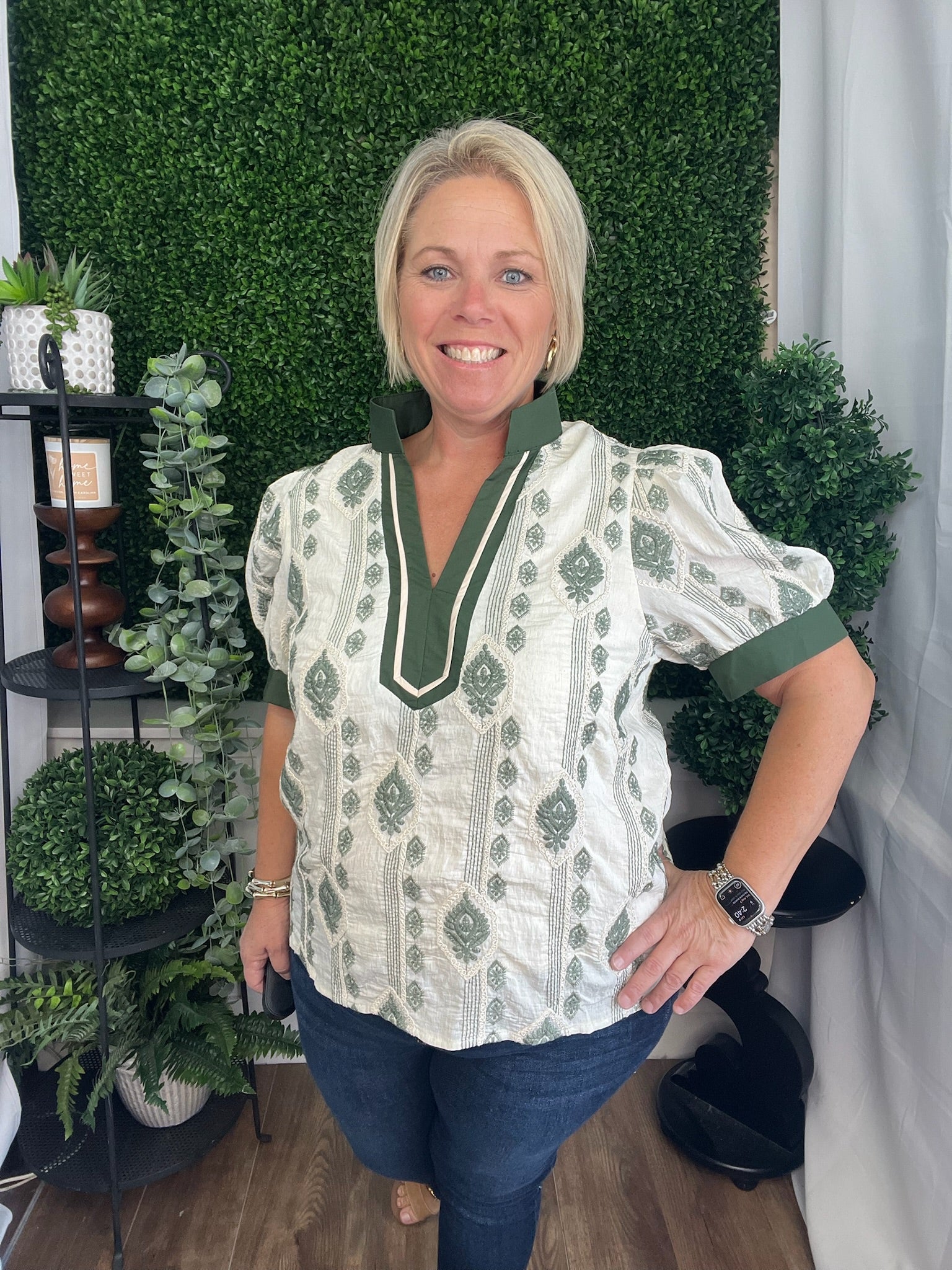 V-NECK BLOUSE - OLIVE