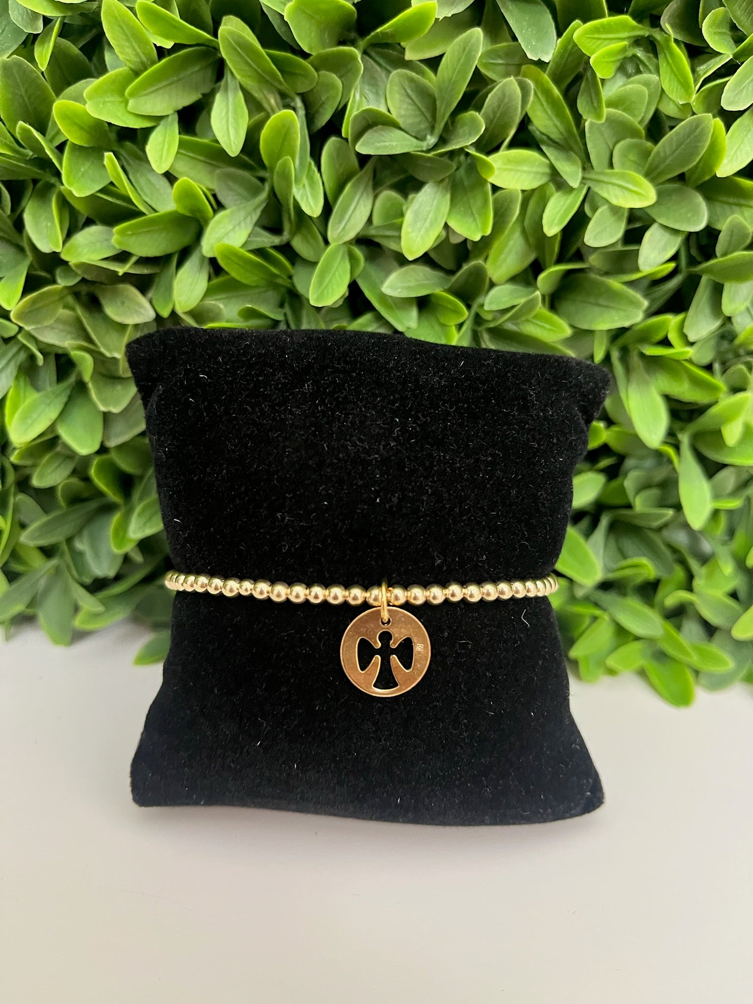 CLASSIC GOLD 3MM BEAD BRACELET - GUARDIAN ANGEL GOLD DISC