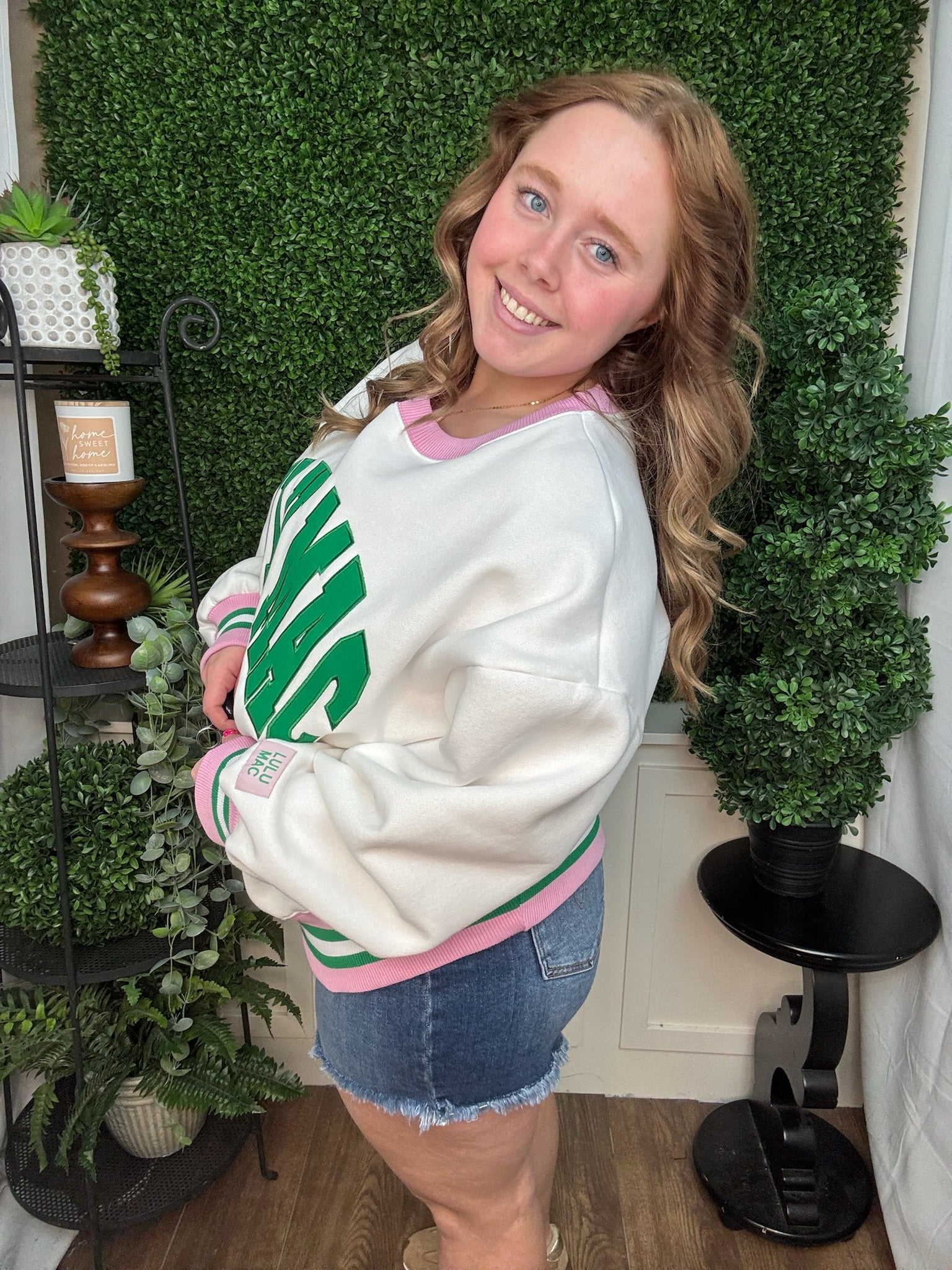 LULU MAC SWEATSHIRT - STITCH - WHITE/GREEN