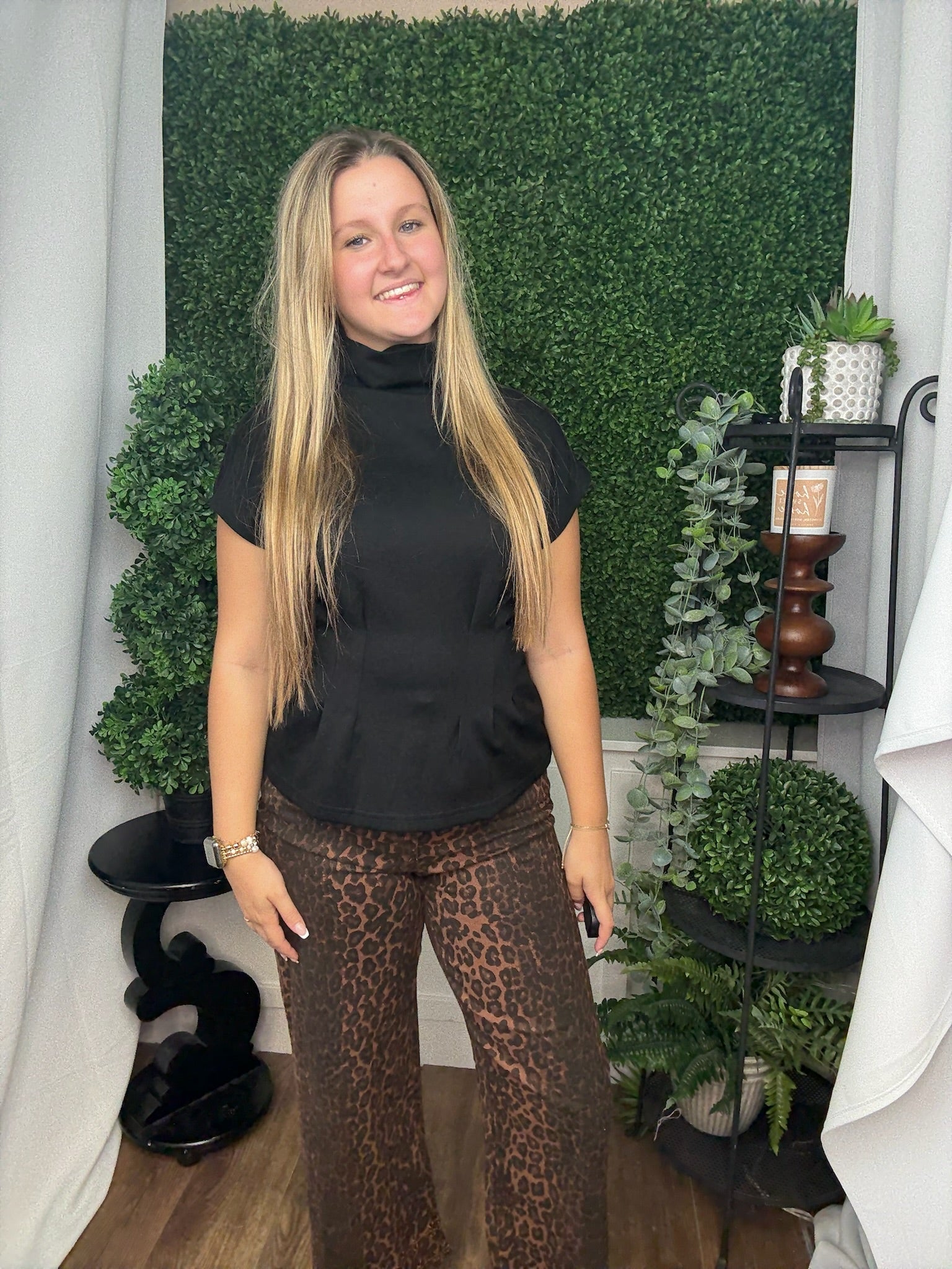 SOLID SS MOCK NECK KNIT TOP