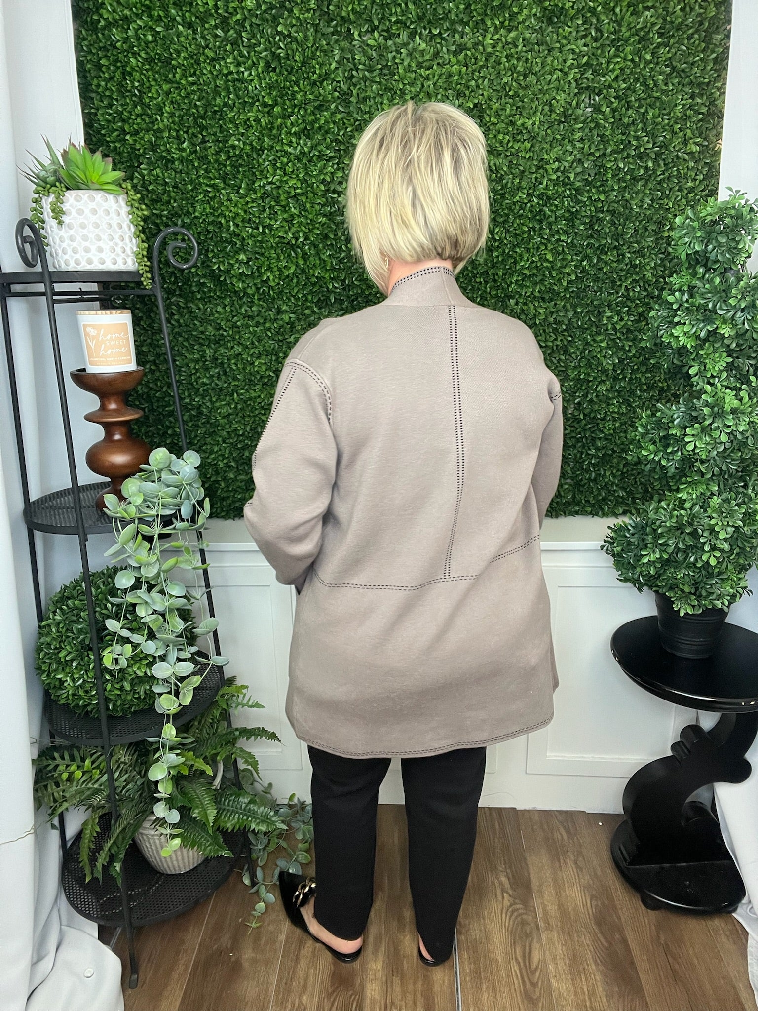 LS OPEN FRONT HEAVY SWEATER - DARK MOCHA