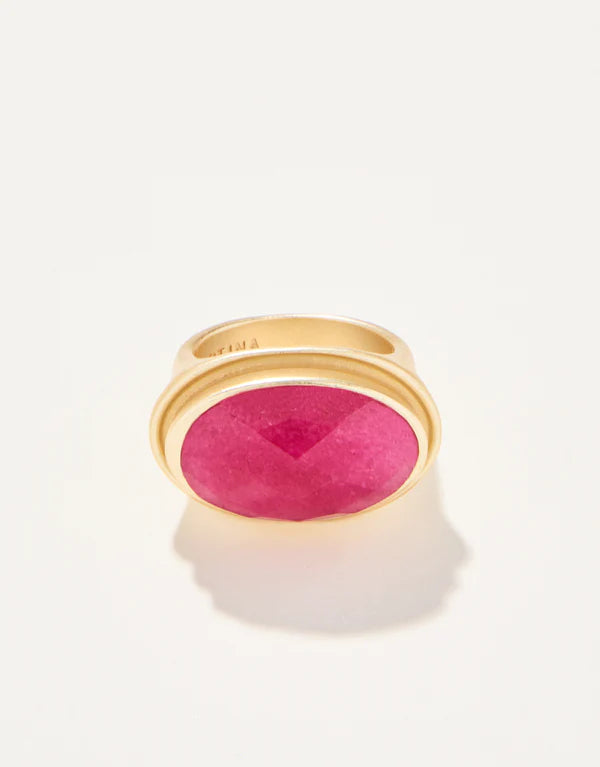 OVAL STONE RING PINK 8