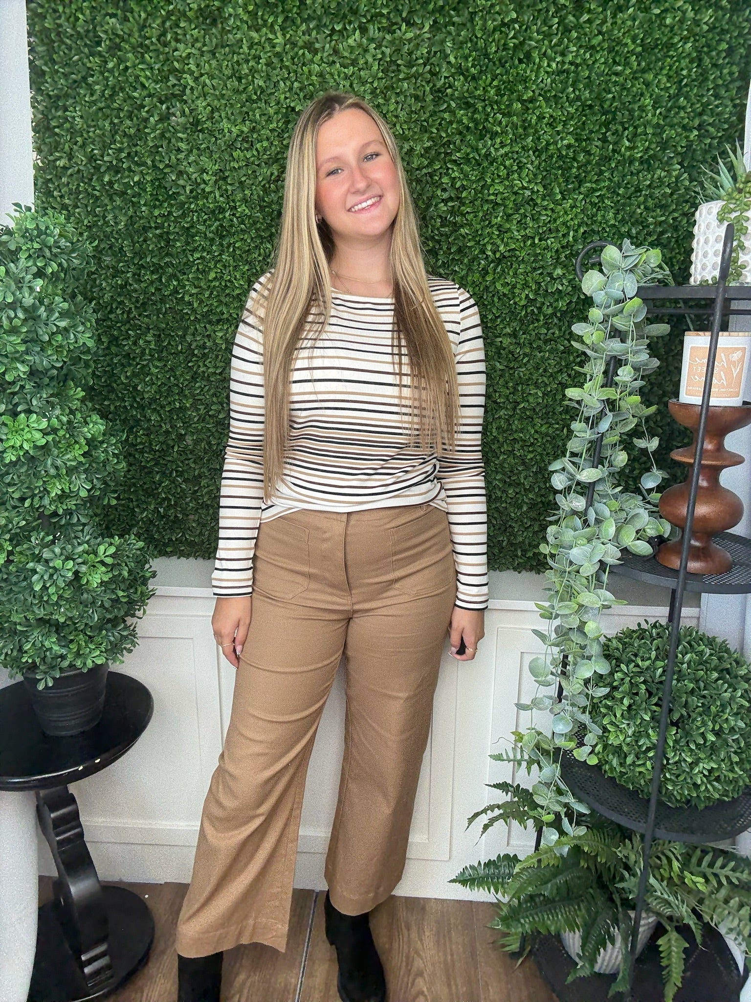 LONG SLEEVE BOAT NECK KNIT TOP ALABASTER MULTI STRIPE