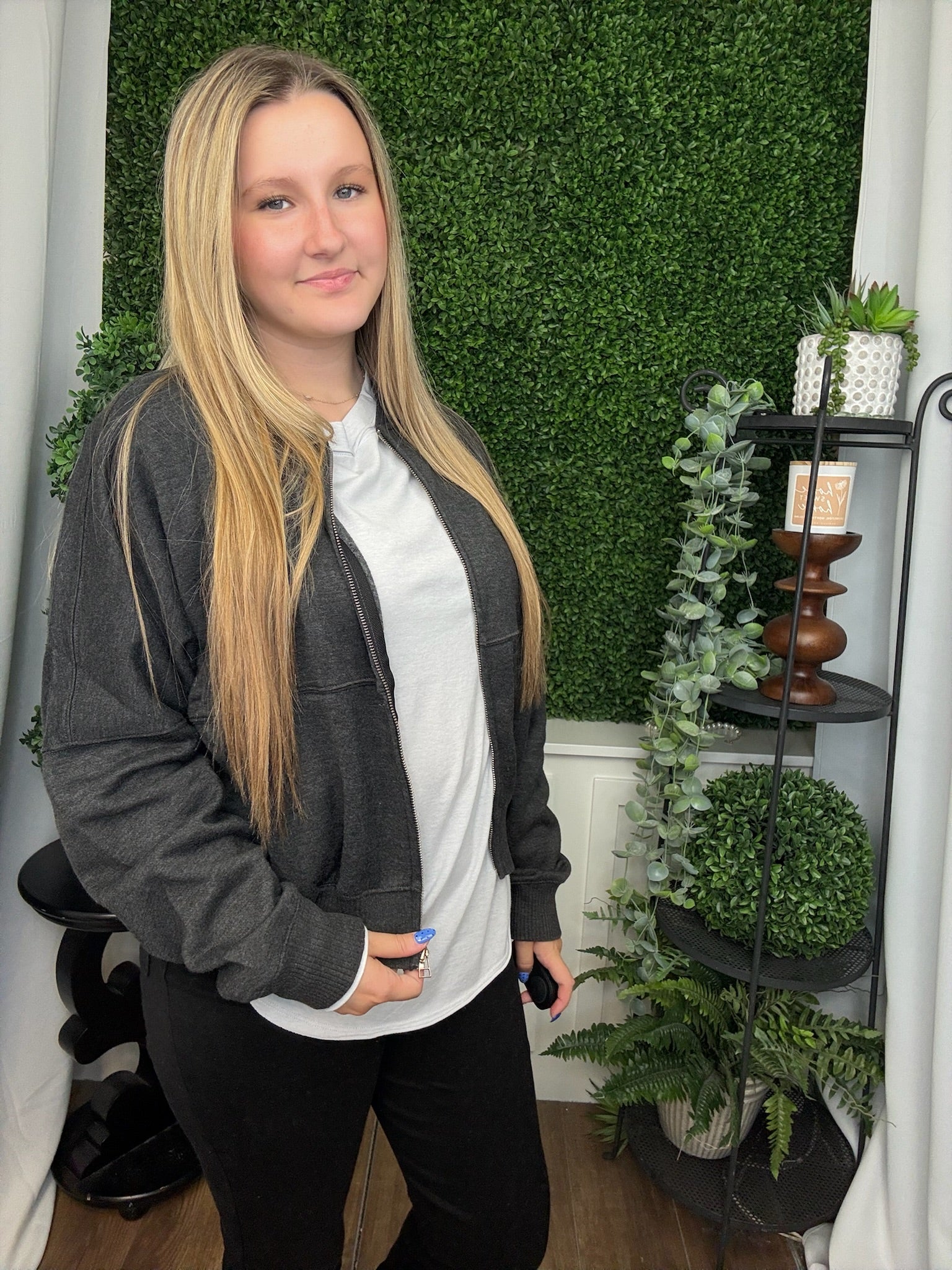 ACID WASHED FLEECE JACKET