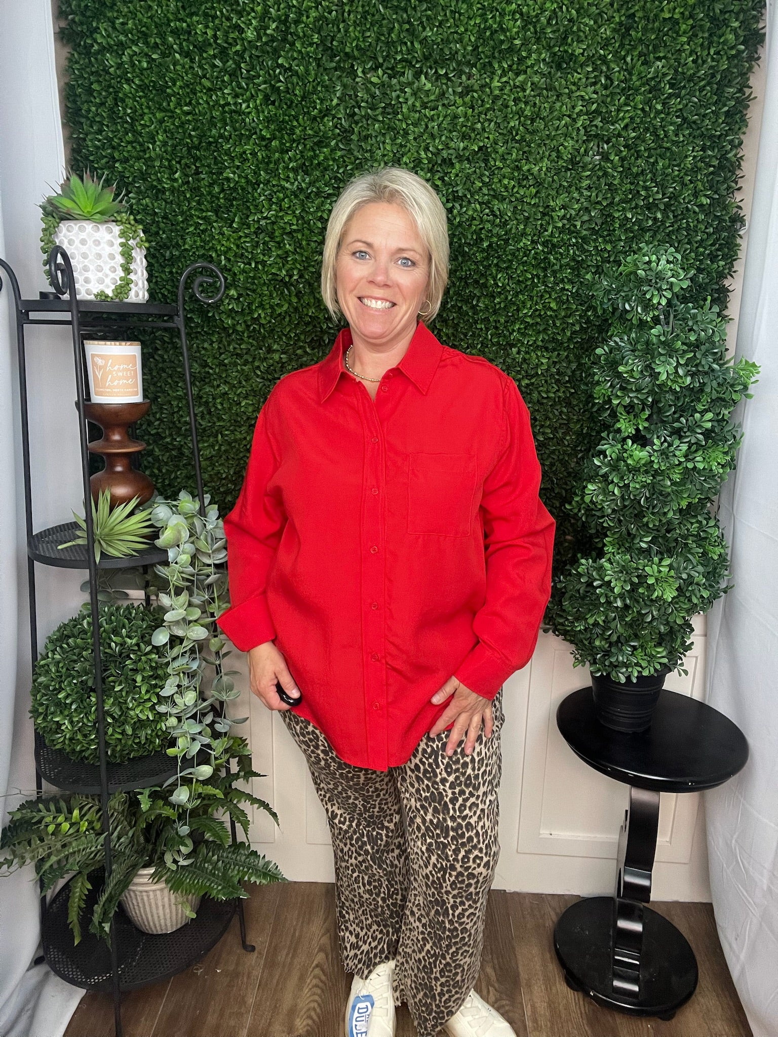 Cherry Pop Button-Down Blouse