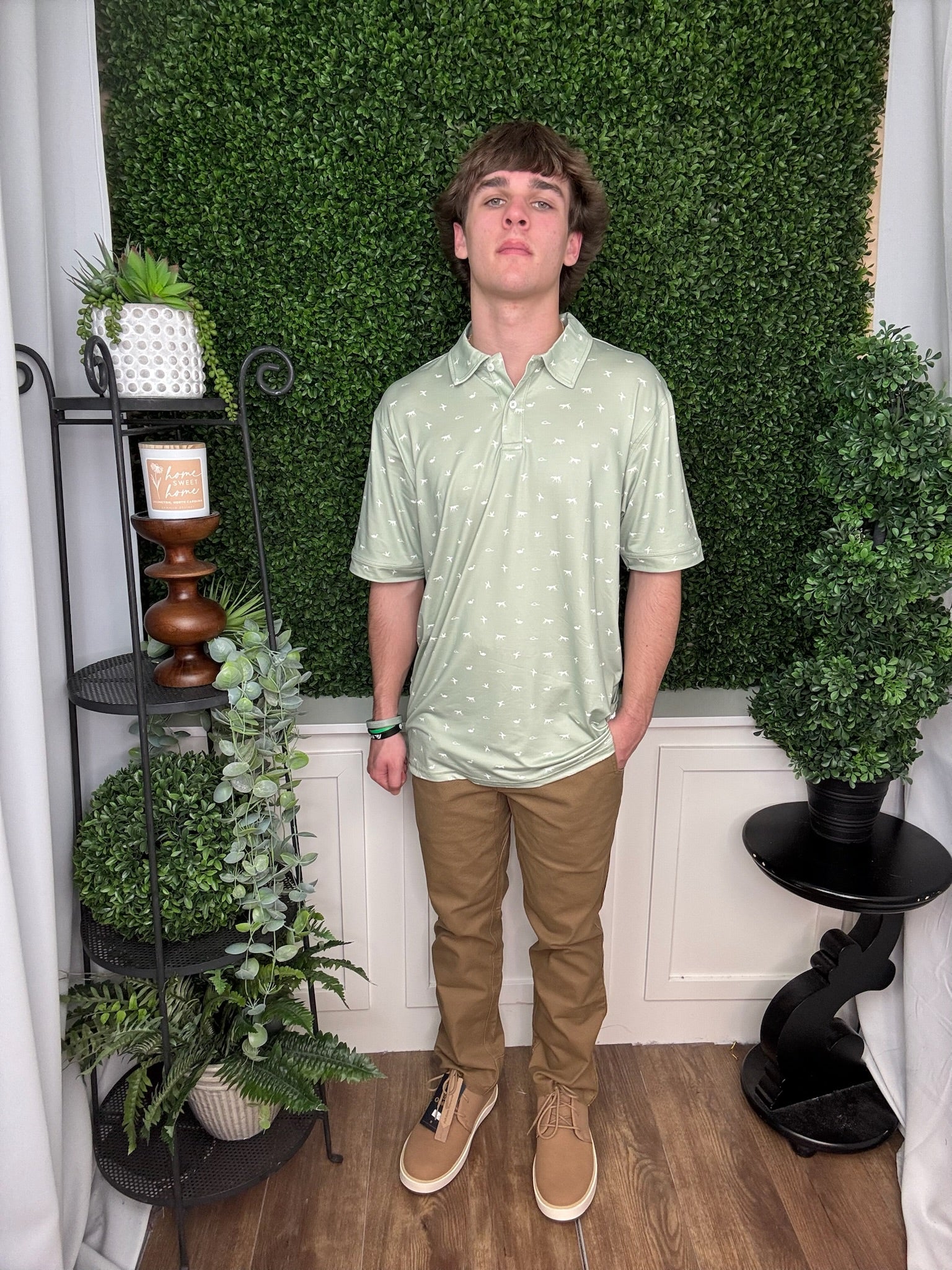 PERFORMANCE PRINT POLO - DESERT SAGE