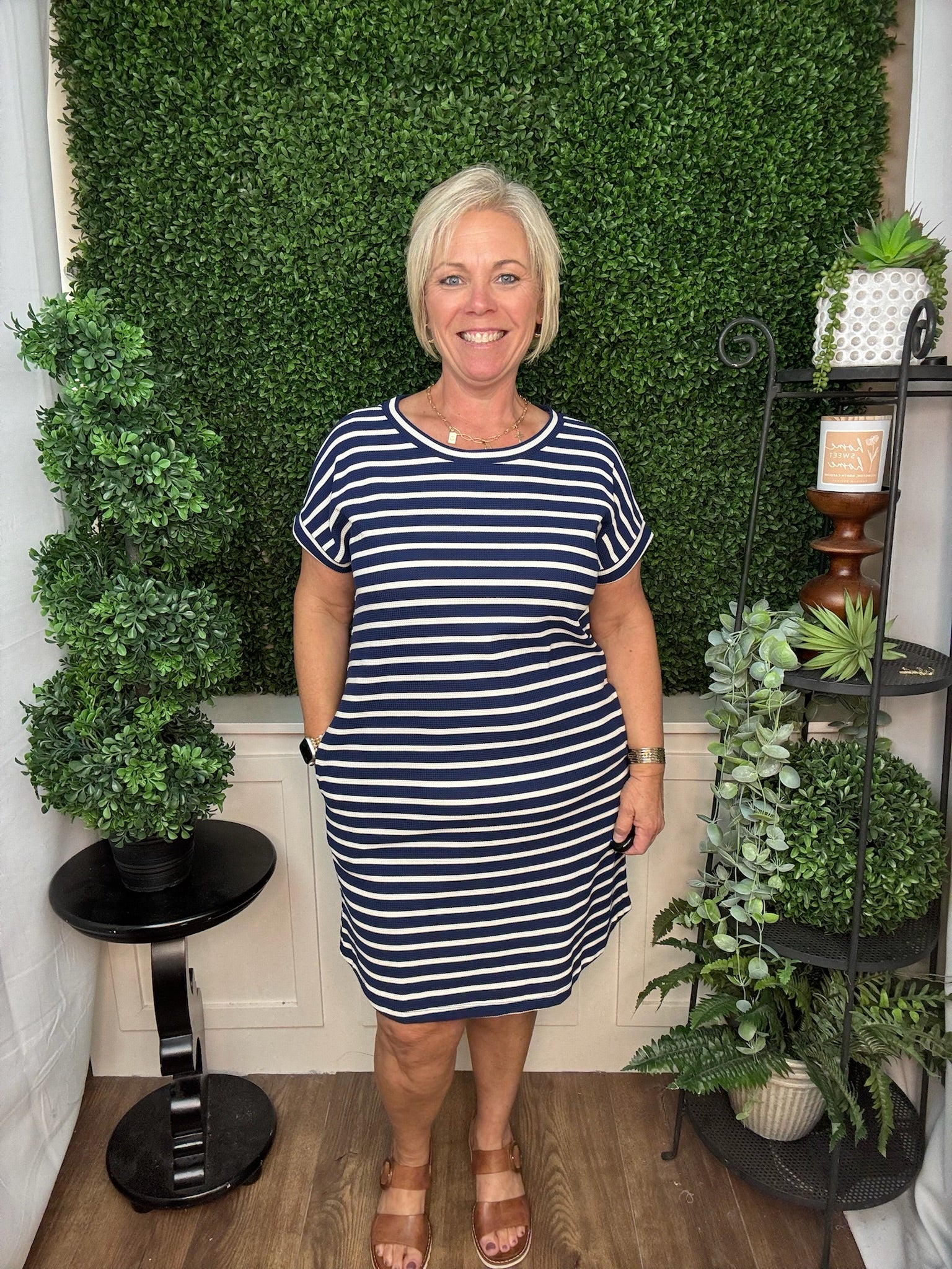 Striped Waffle Knit Dress