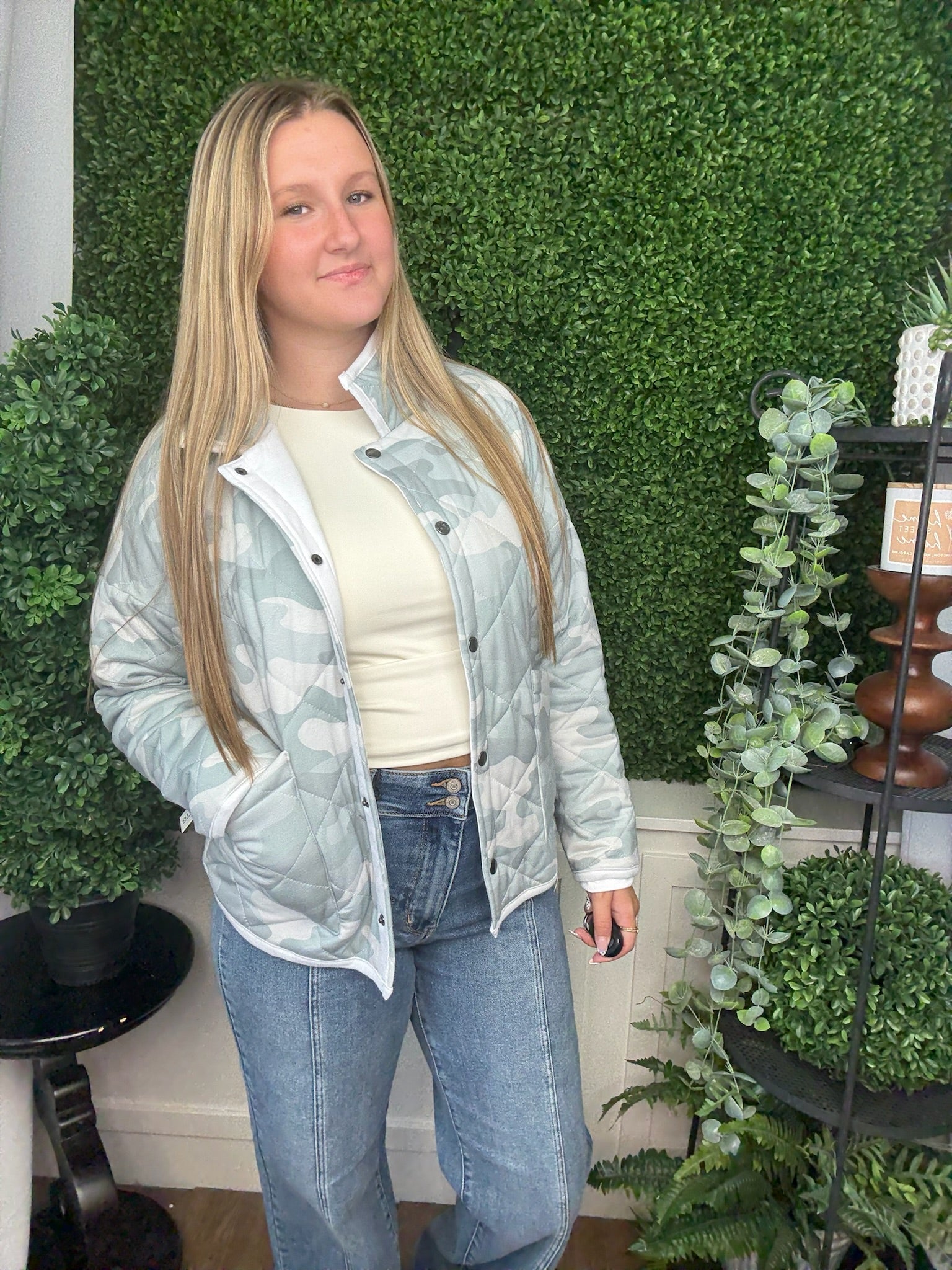 QUILTED JACKET - MUTED GREEN CAMO