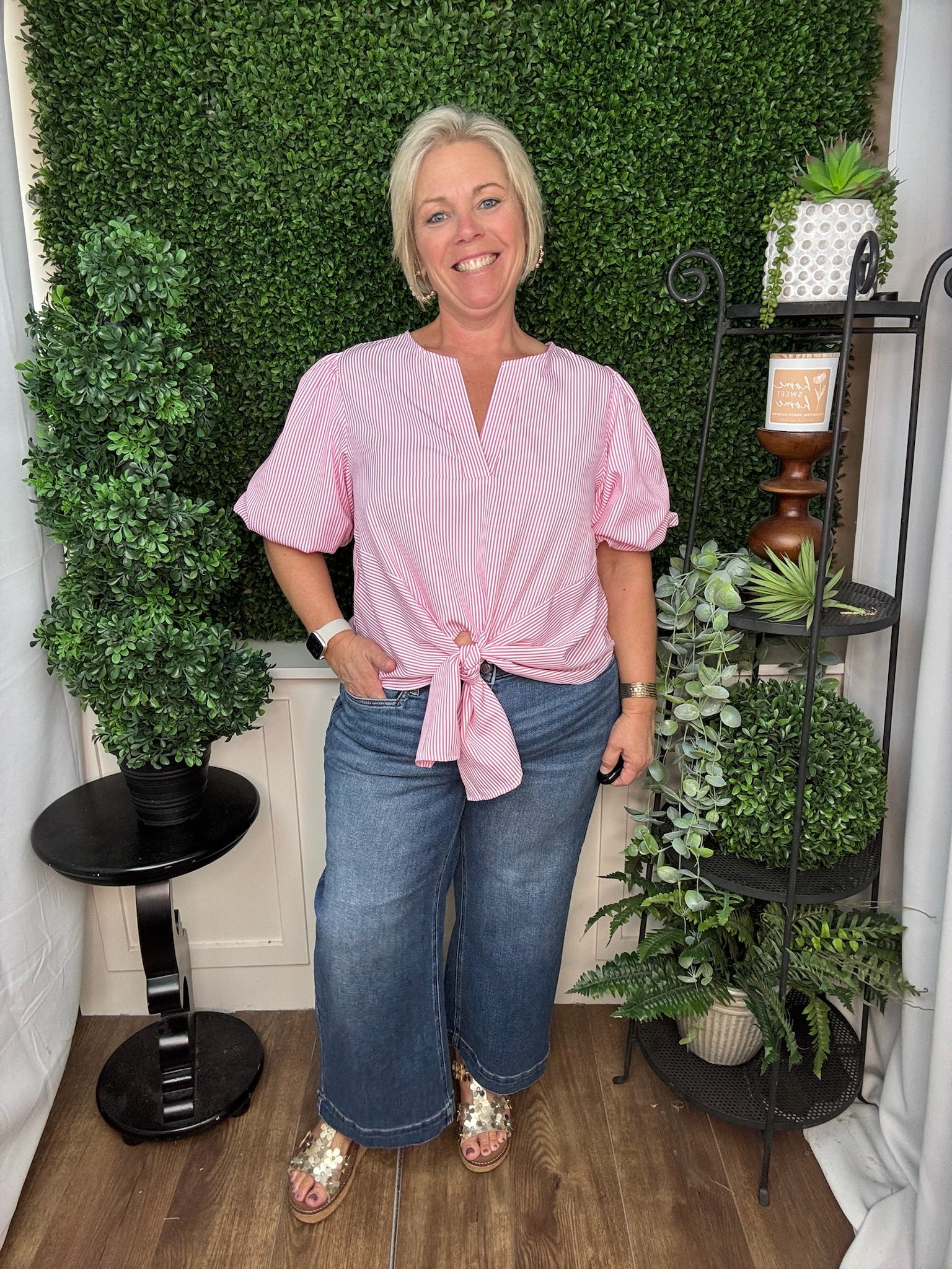 Candy Stripe Tie-Front Blouse