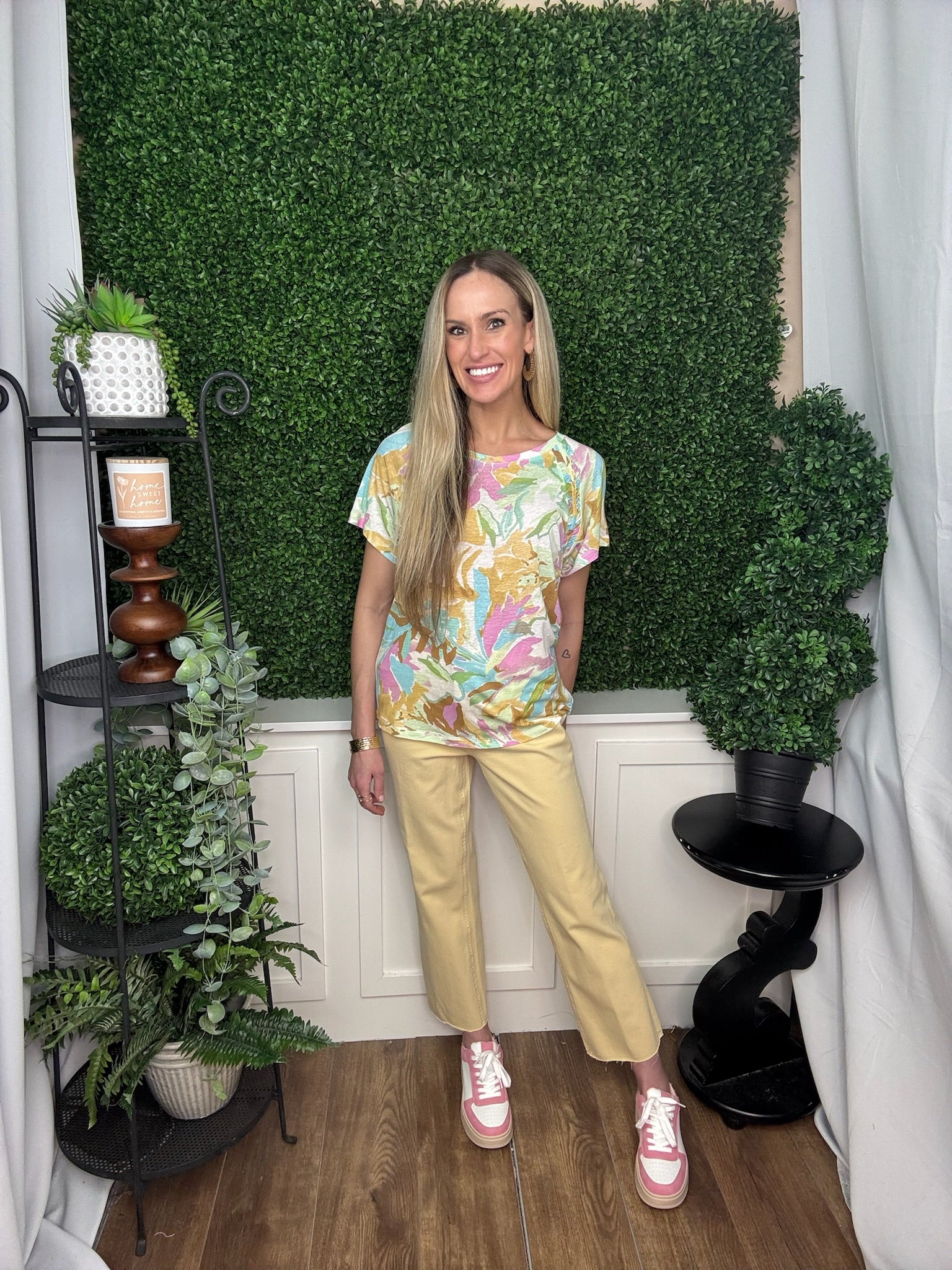 SS SCOOP NECK TOP W/PLEATING DETAIL - WISTERIA