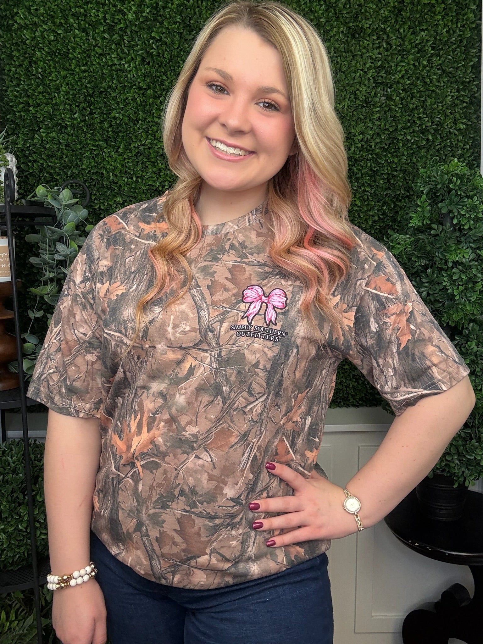 PINK BOWS SS - CAMO