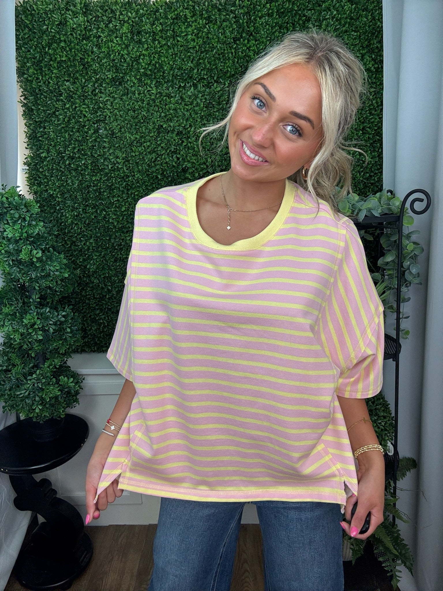 Candy Stripe Relaxed Crop Top