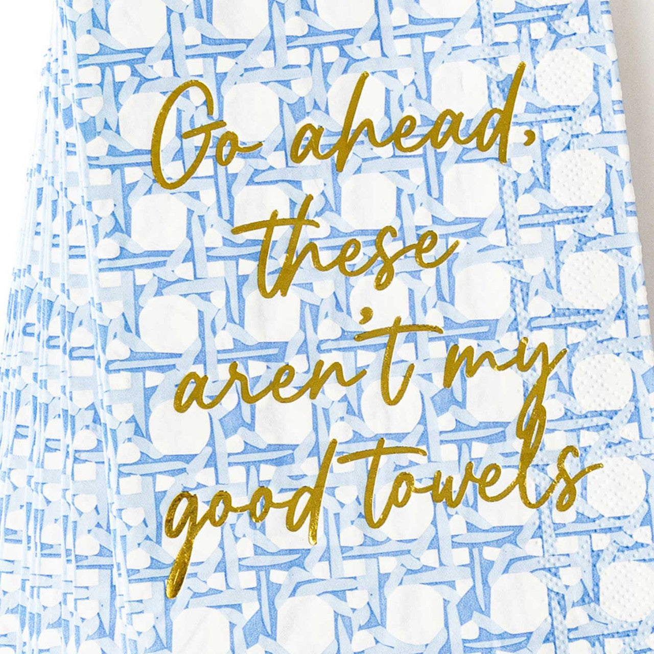 PAPER GUEST TOWEL PACK - BLUE CANE