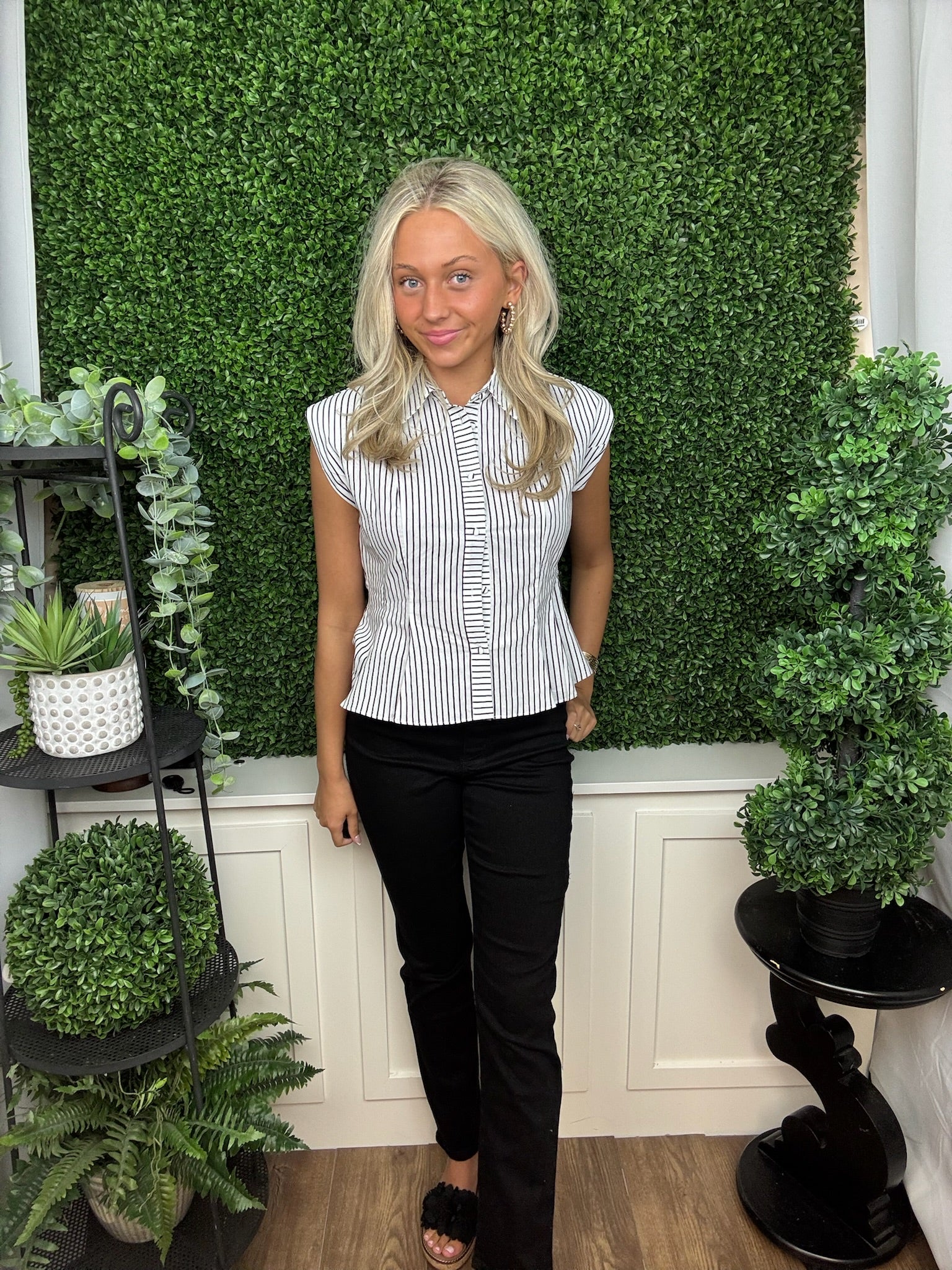 City Line Pintuck Sleeveless Shirt