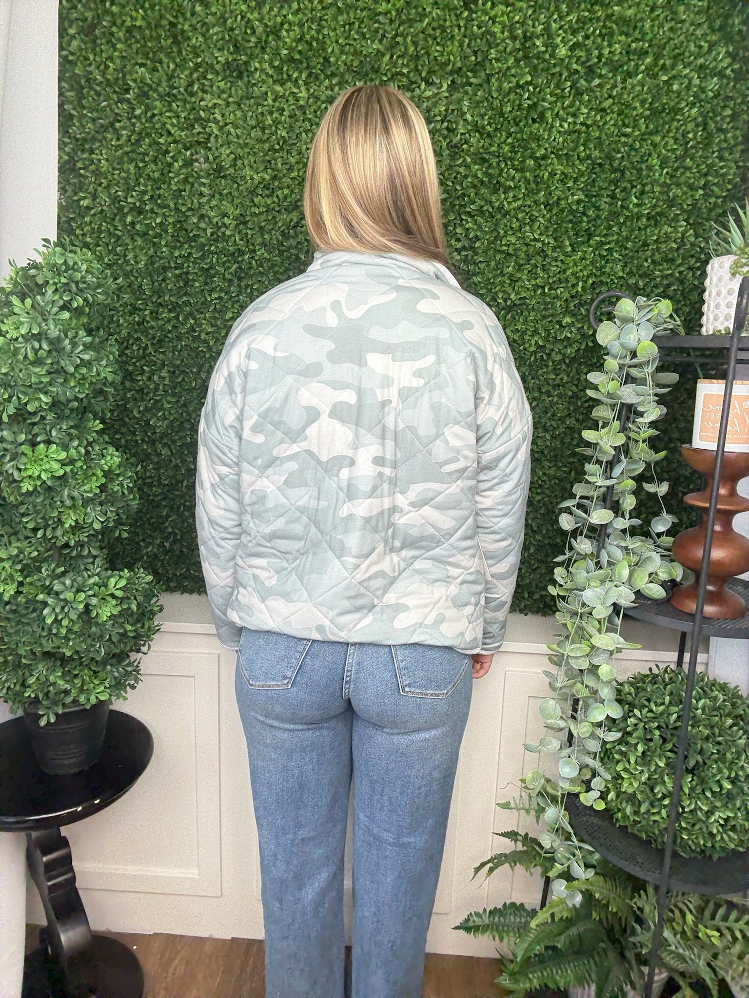 QUILTED JACKET - MUTED GREEN CAMO