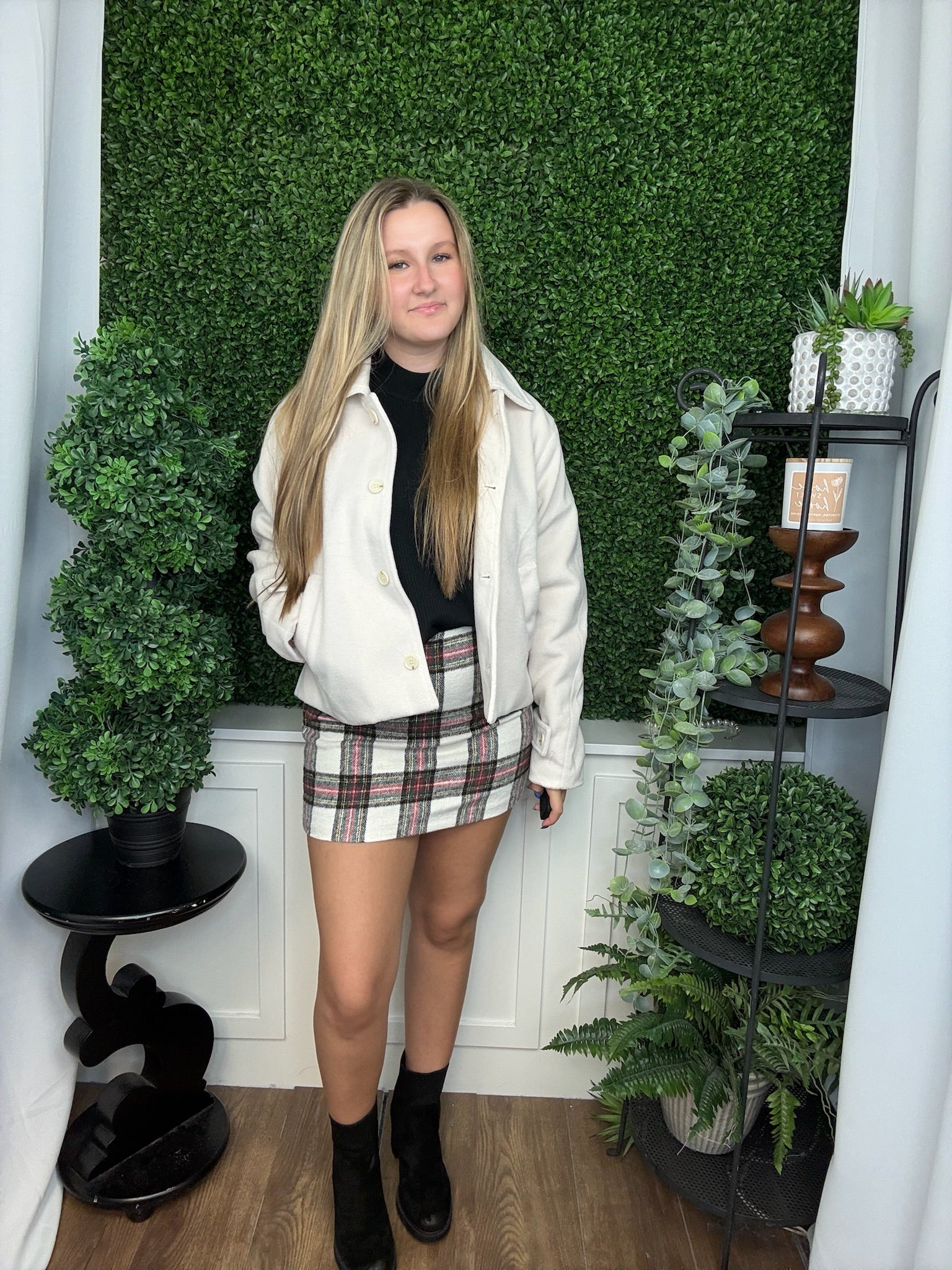 BRUSHED BUTTON-UP JACKET - CREAM